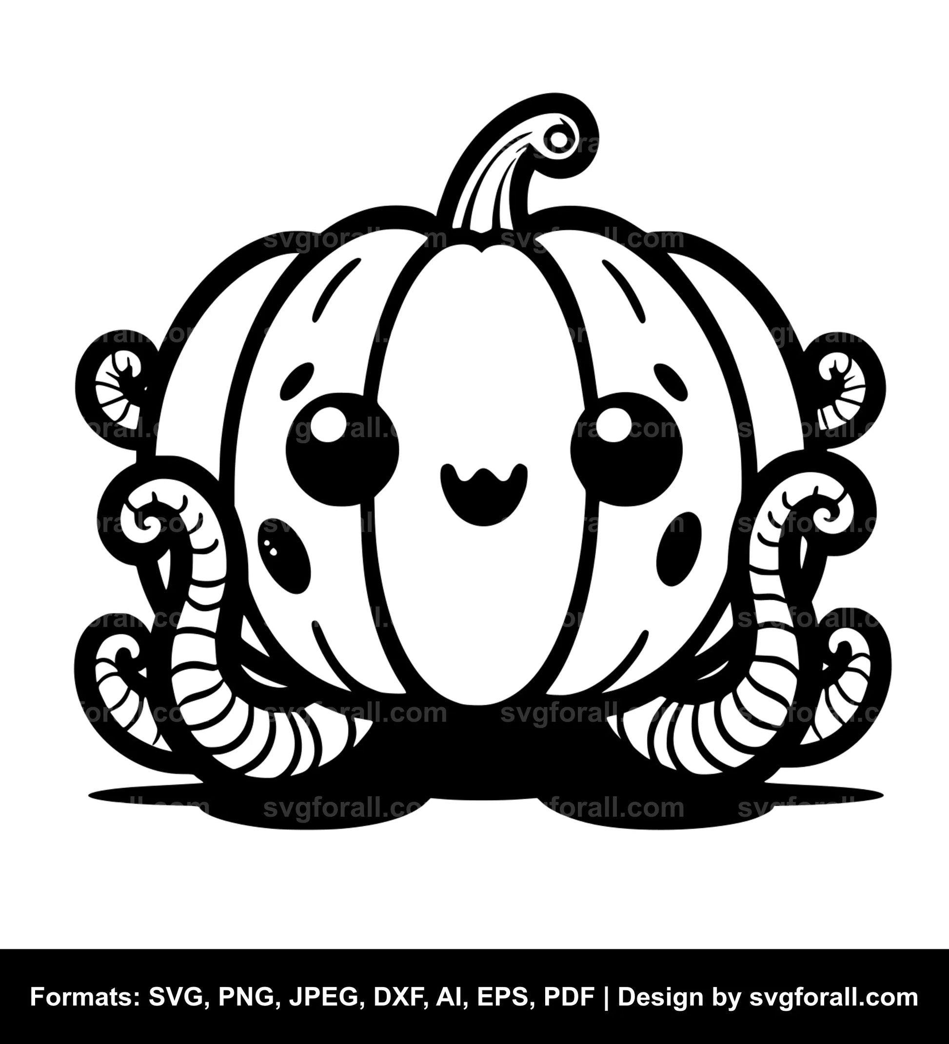 Cute Pumpkin Black SVG