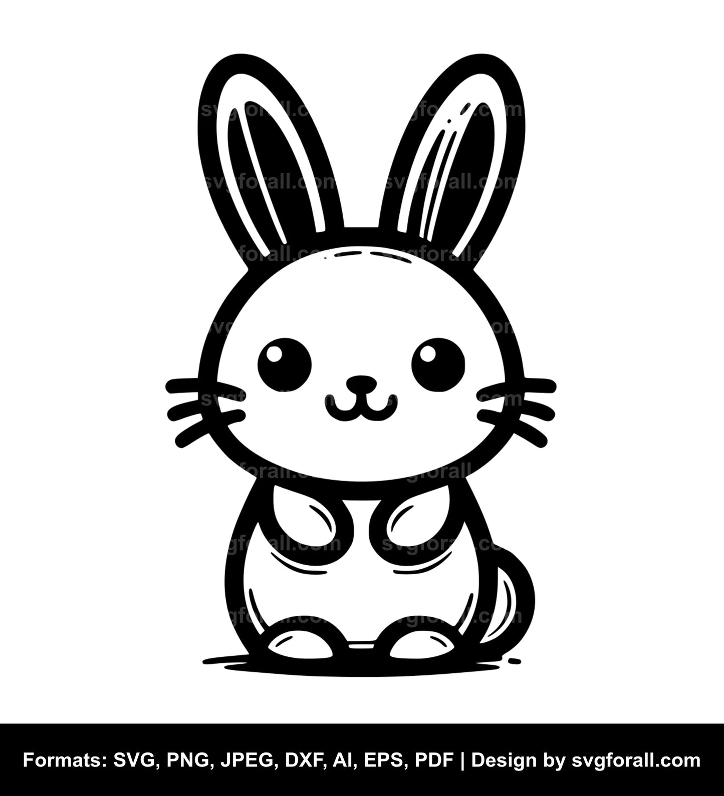 Cute Rabbit Black SVG