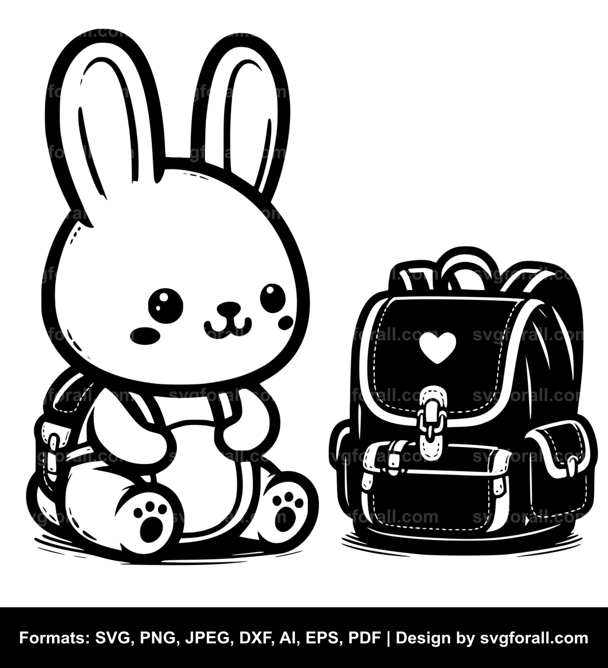 Cute Rabbit With Backpack Cricut SVG