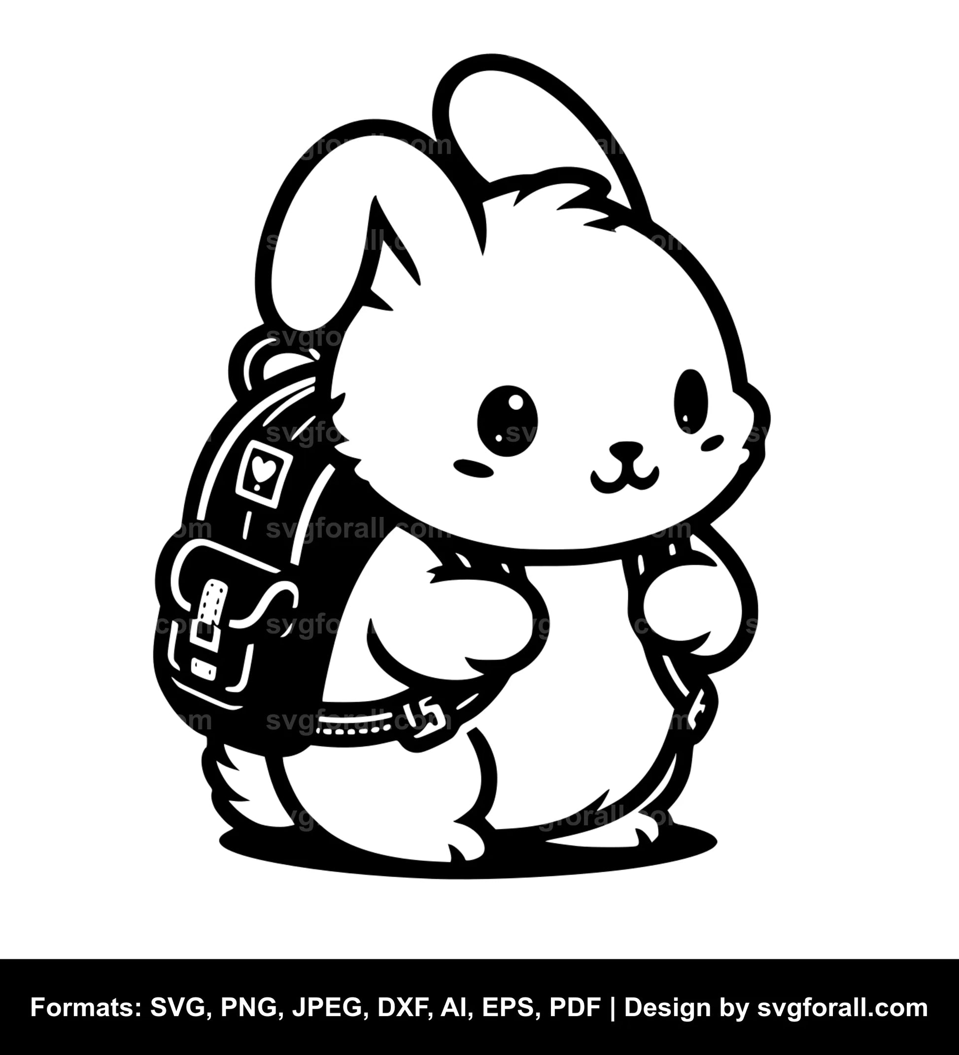 Cute Rabbit With Backpack SVG