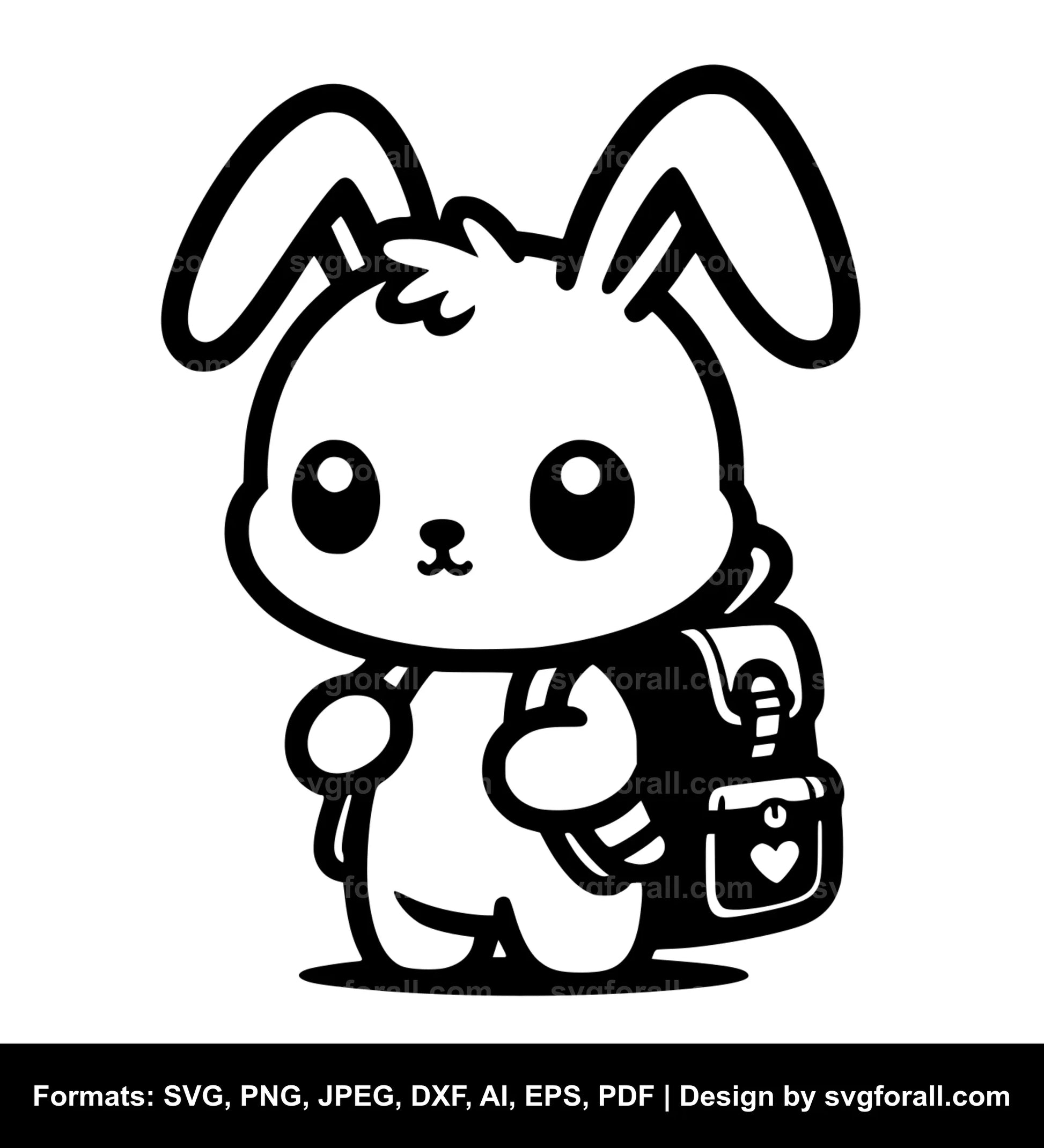 Cute Rabbit With Backpack SVG Design