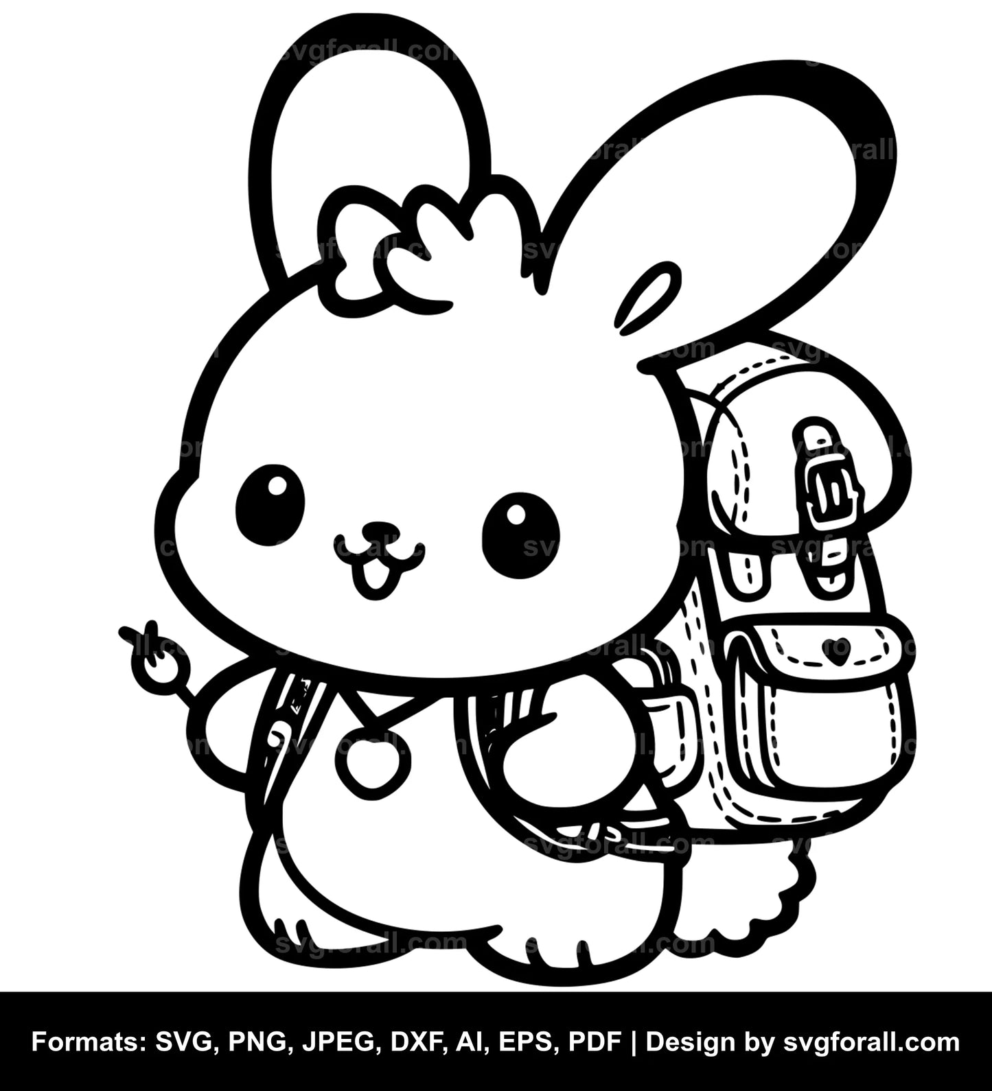 Cute Rabbit With Backpack SVG File