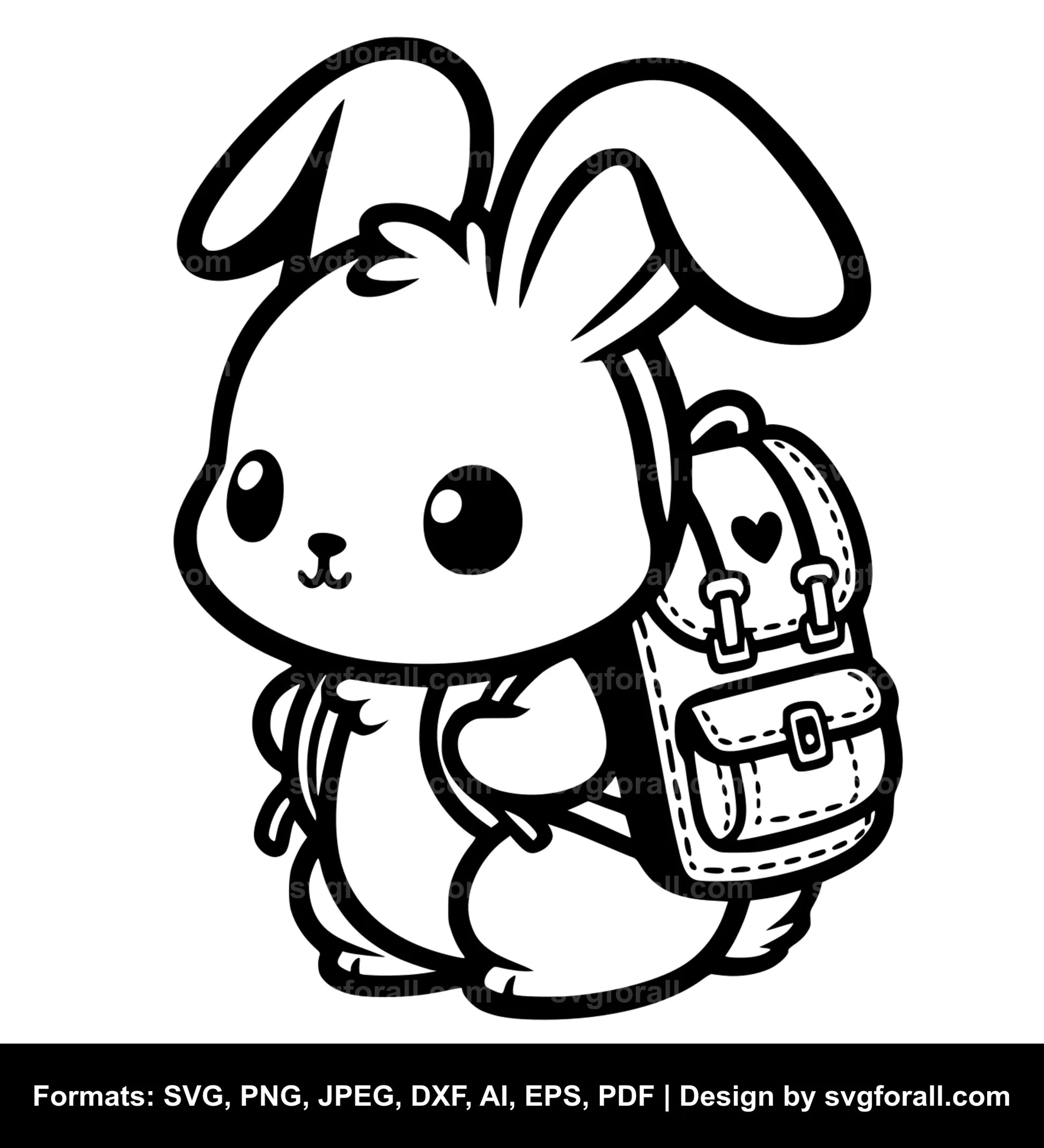 Cute Rabbit With Backpack SVG PNG