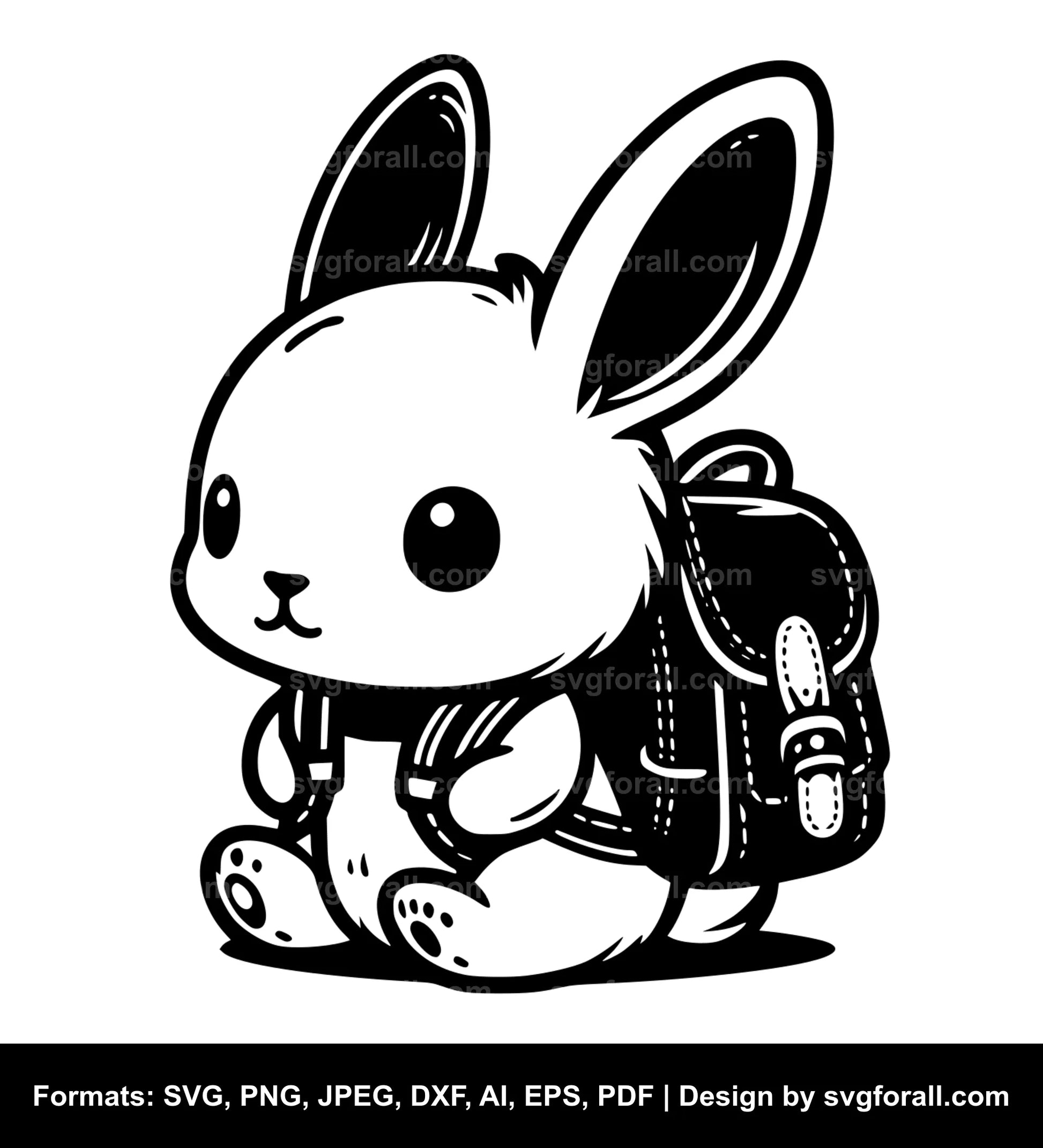 Cute Rabbit With Backpack SVG Vector