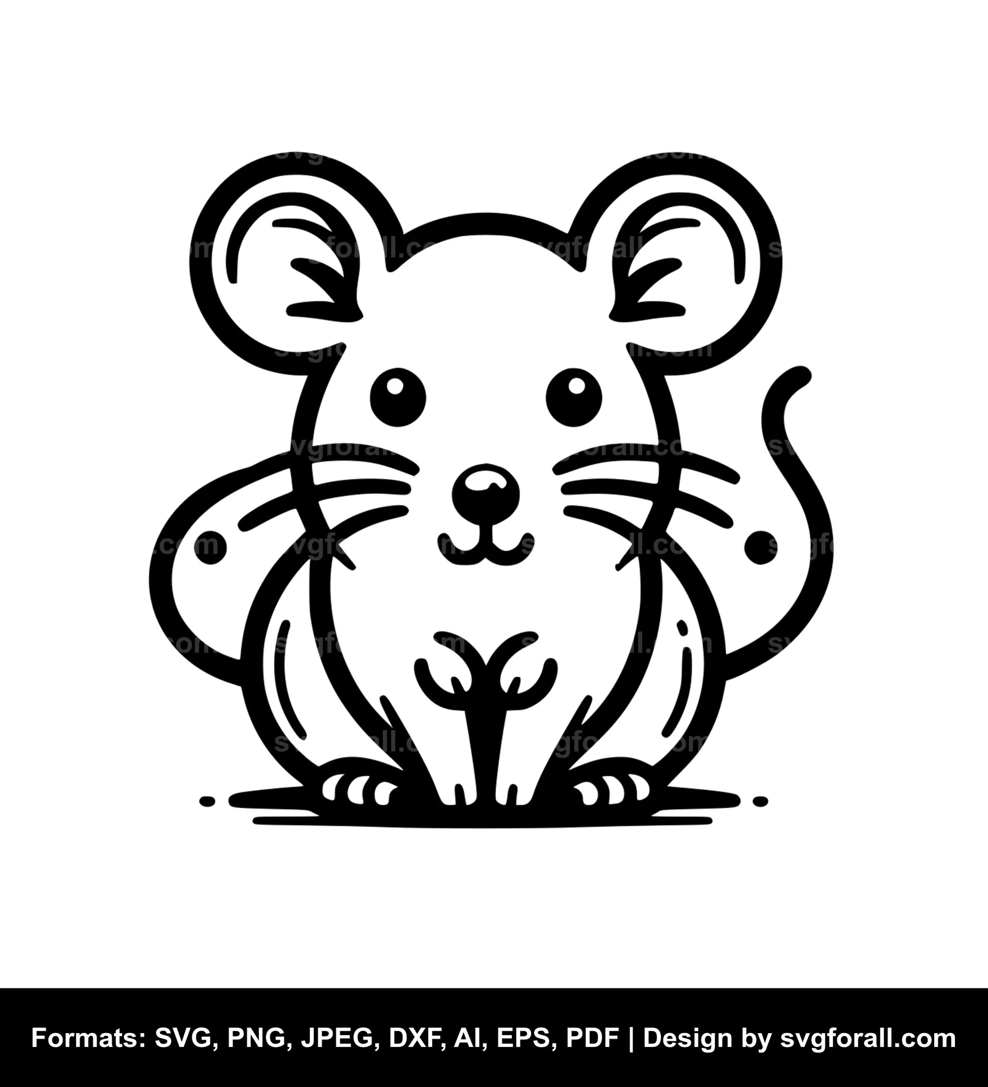 Cute Rat Black SVG