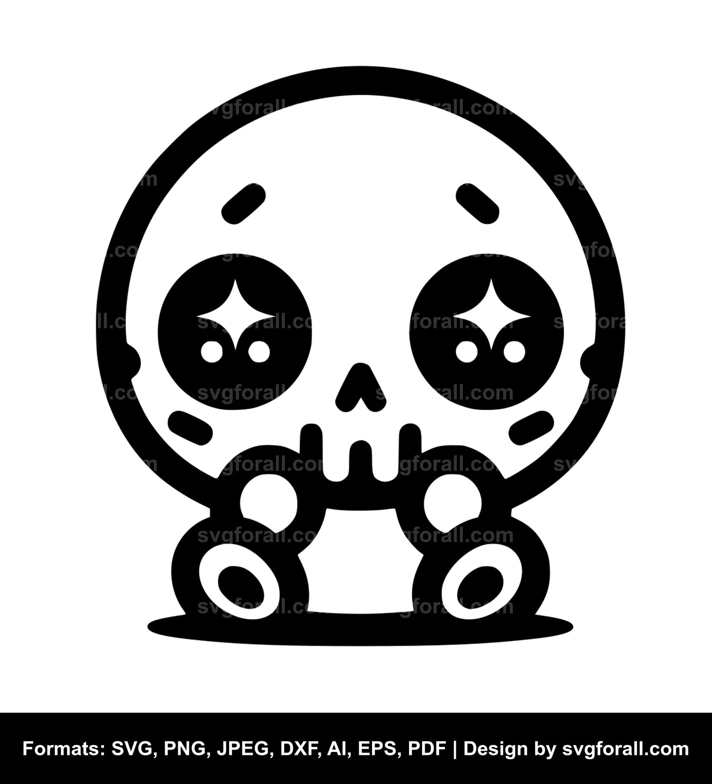 Cute Skull Black SVG