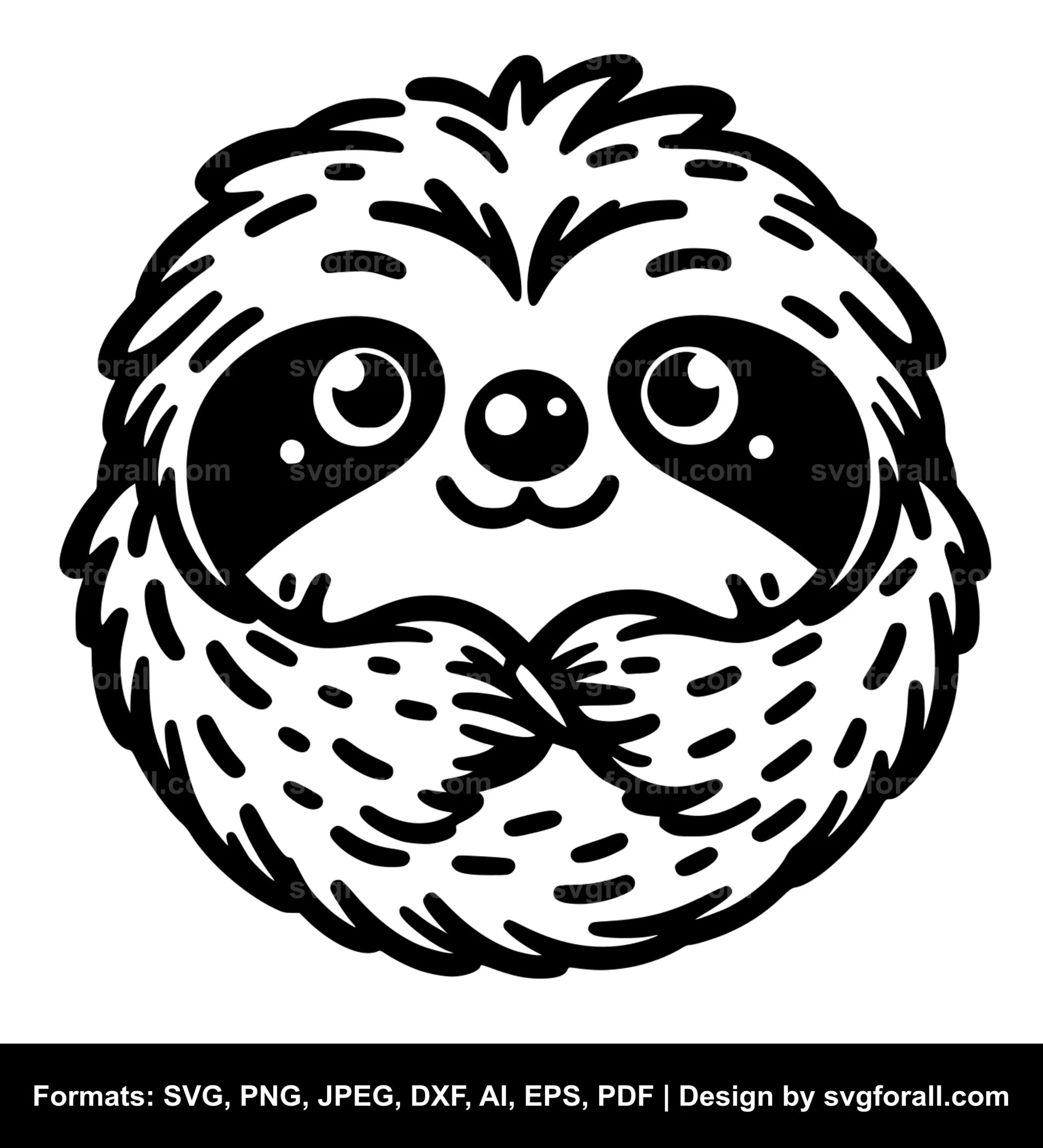 Cute Sloth Black SVG