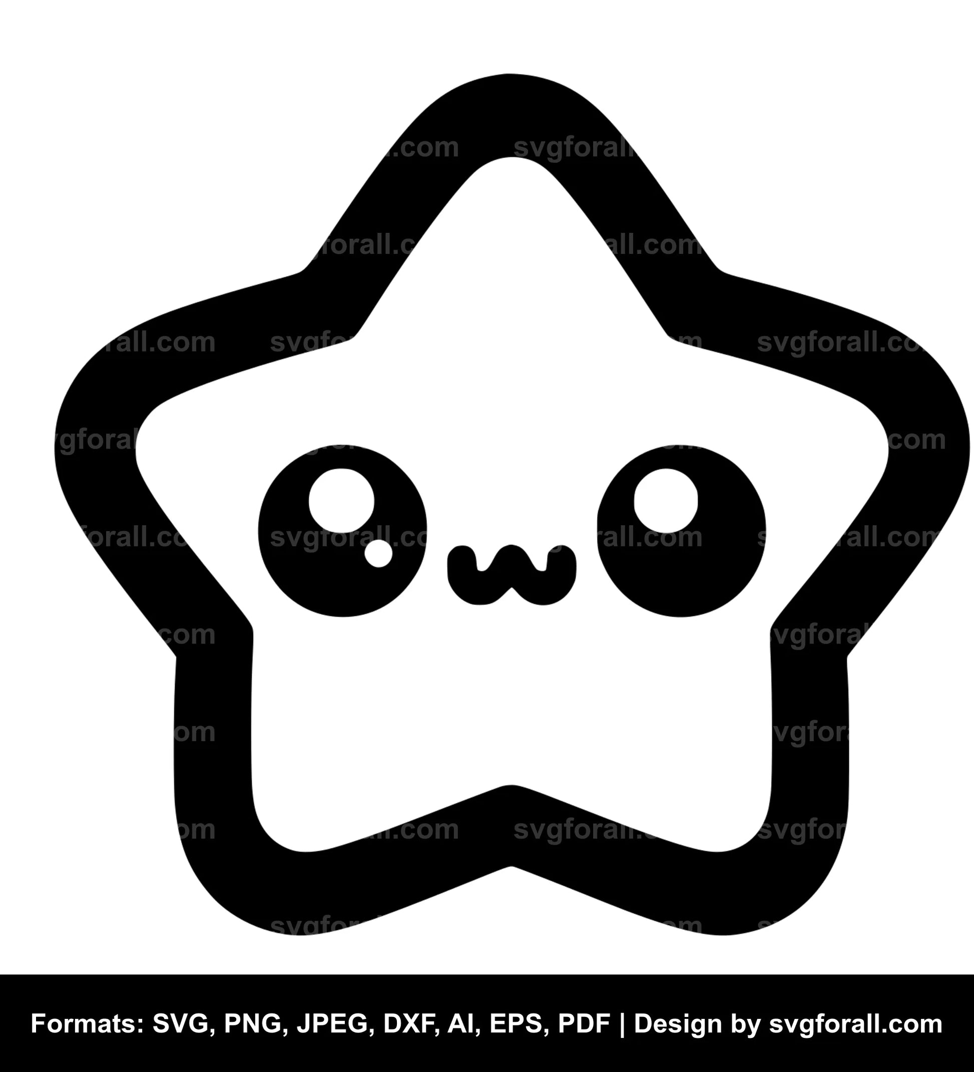 Cute Star Black SVG