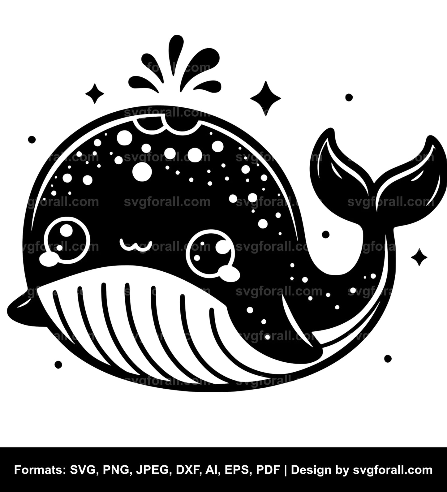 Cute Whale Black SVG