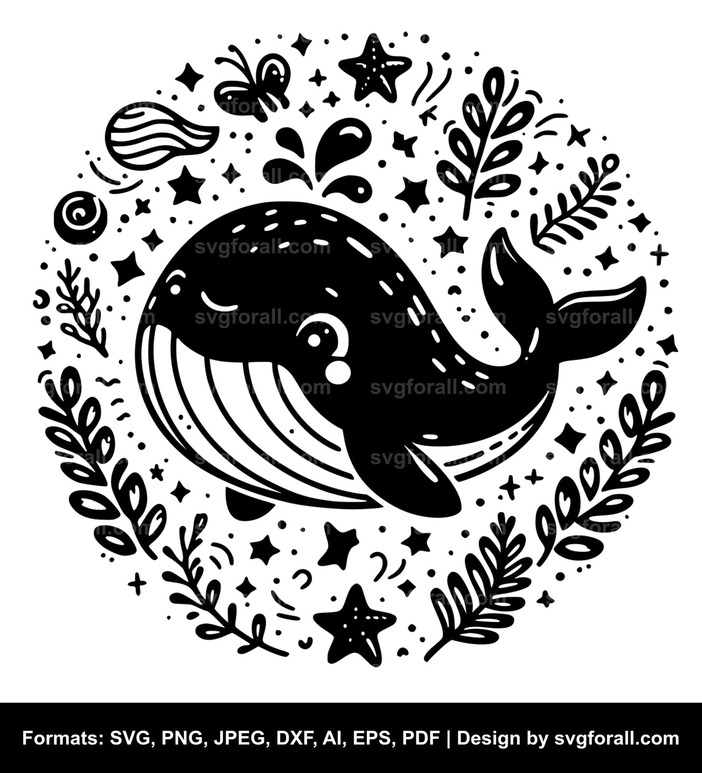 Cute Whale Cricut SVG