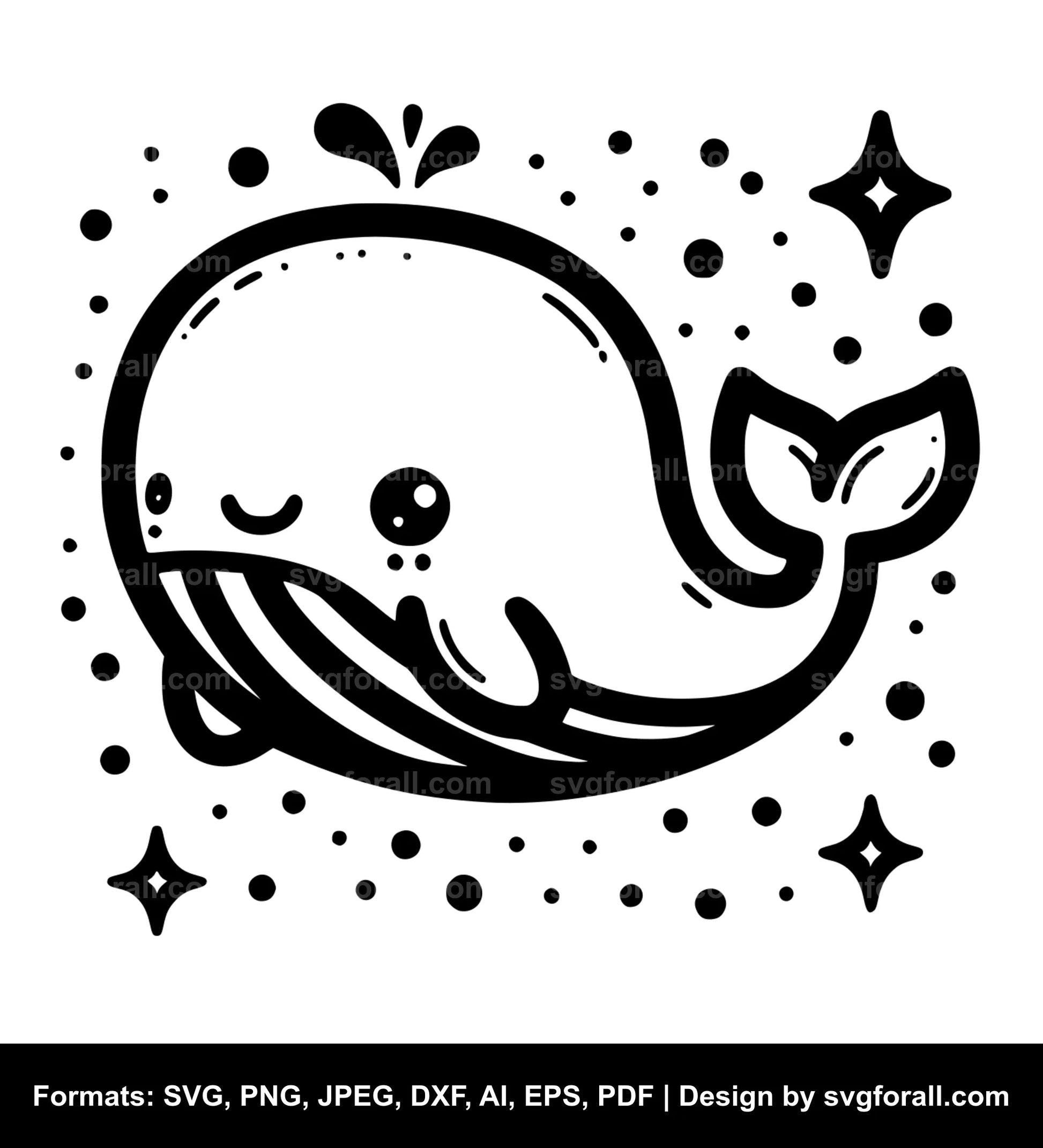 Cute Whale SVG PNG