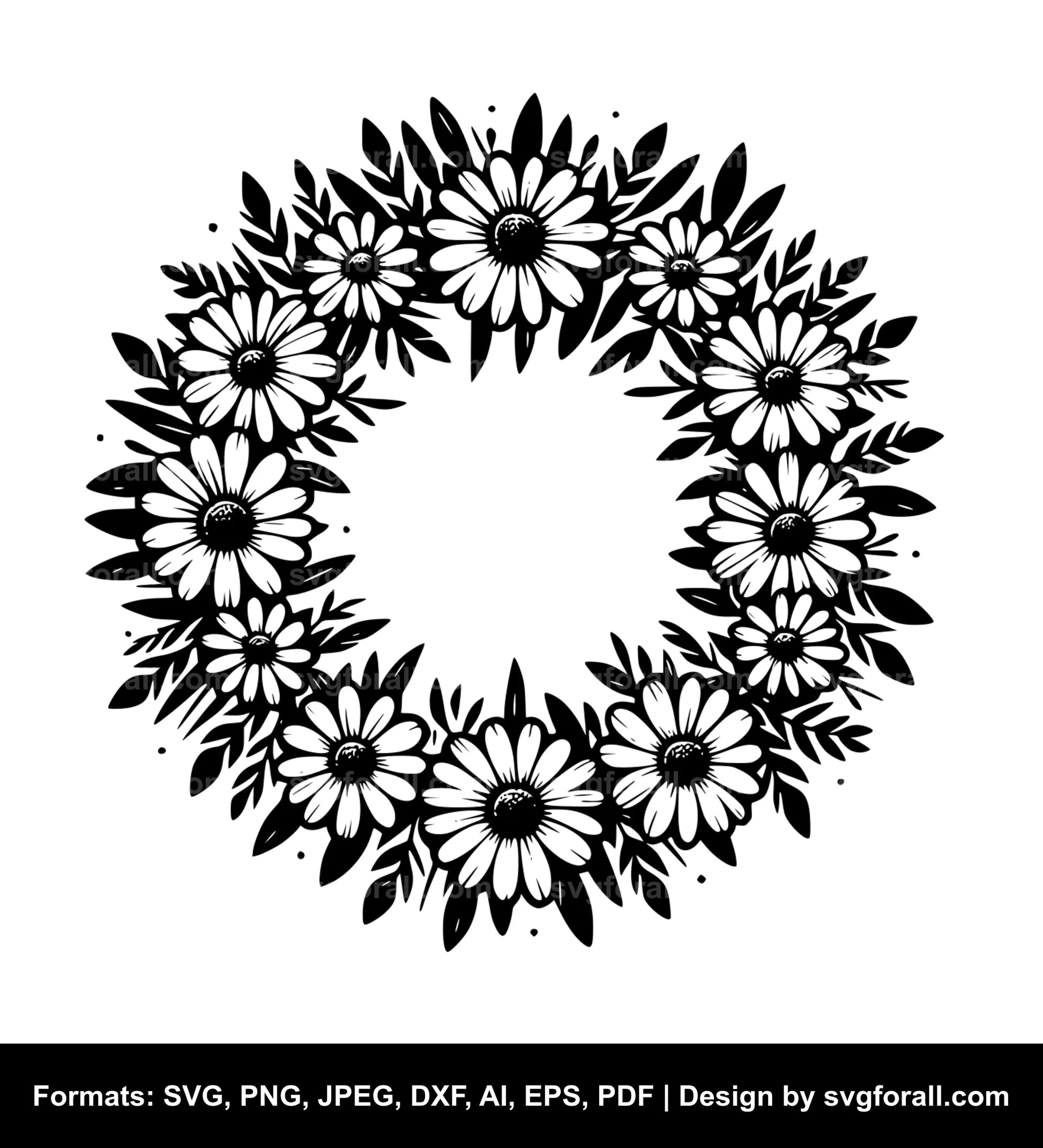 Daisy Wreath SVG Design