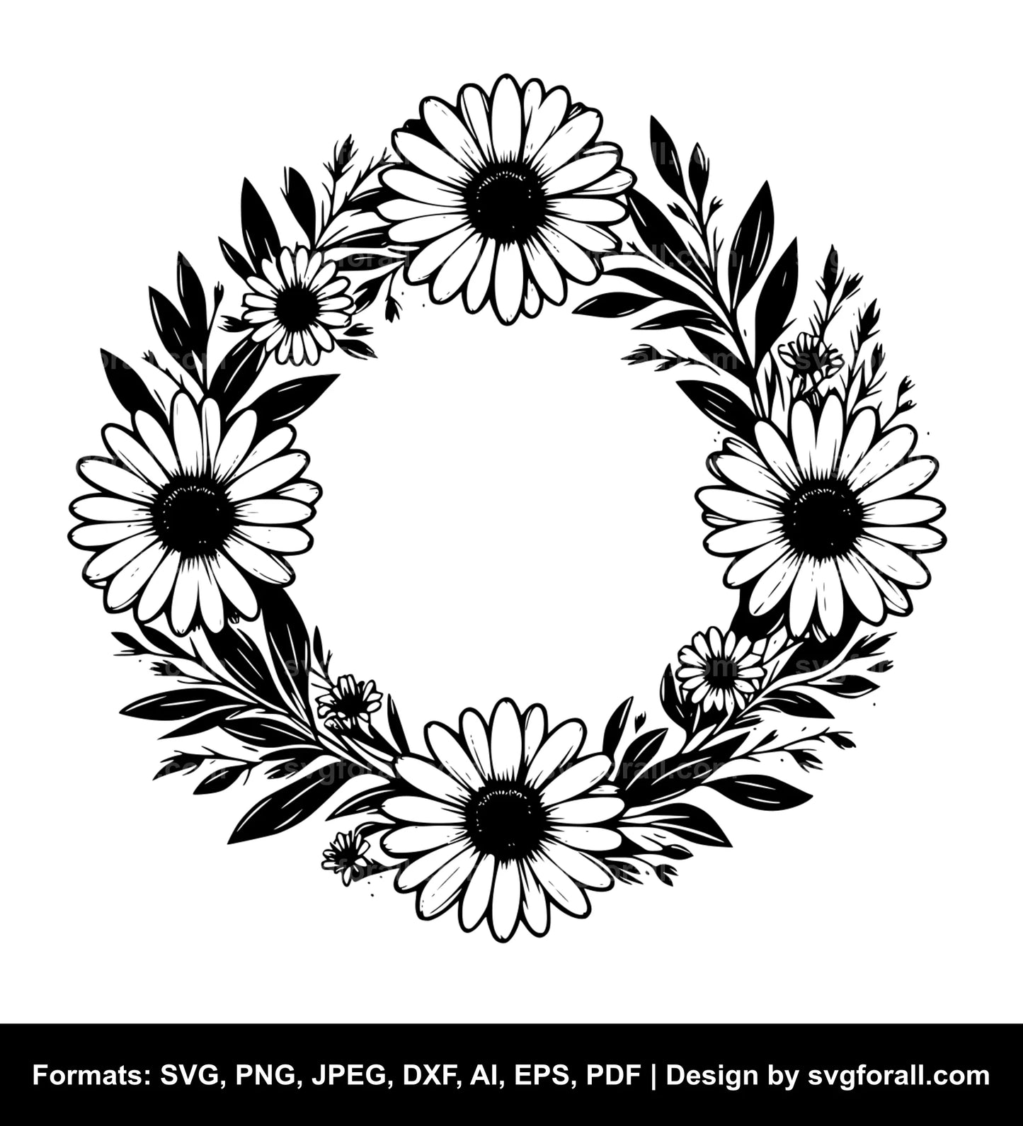 Daisy Wreath SVG PNG