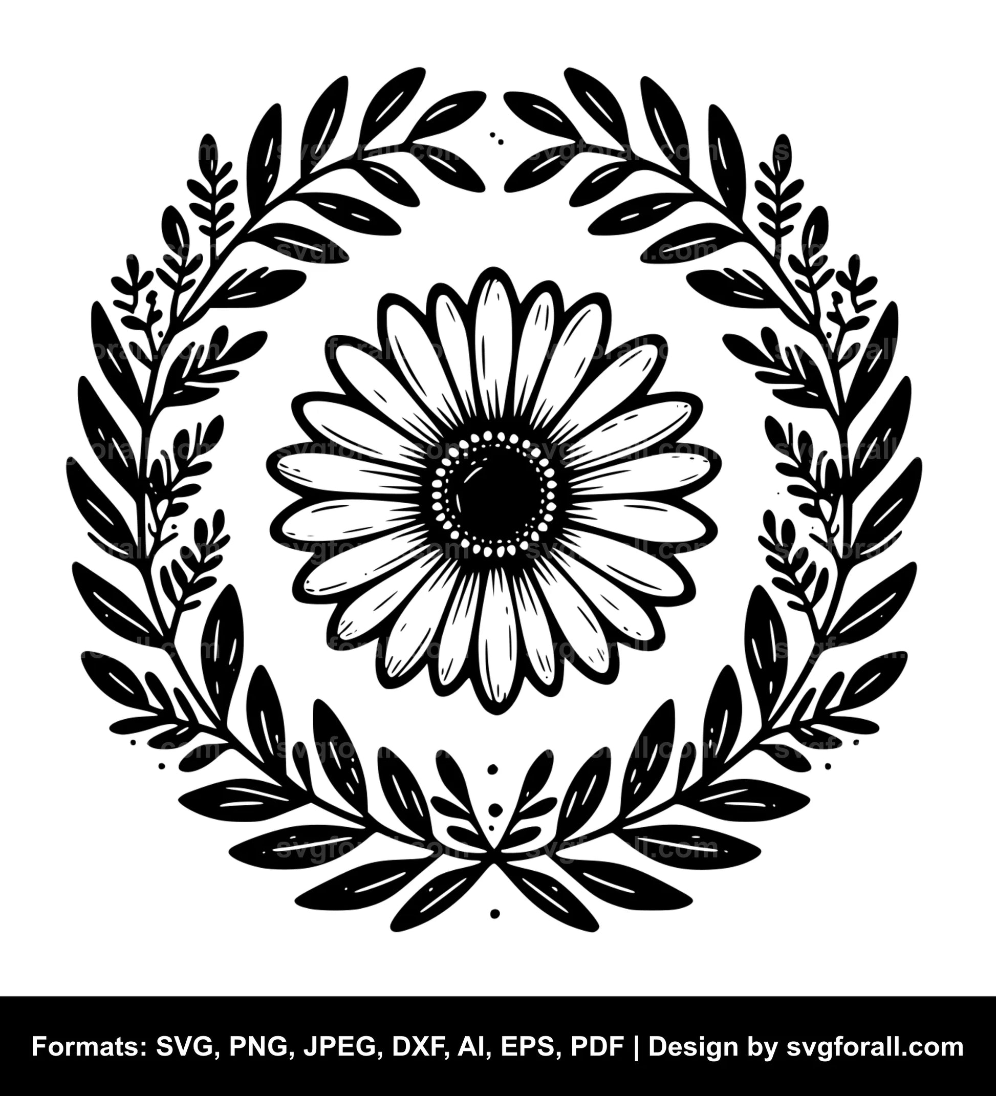 Daisy Wreath SVG Vector