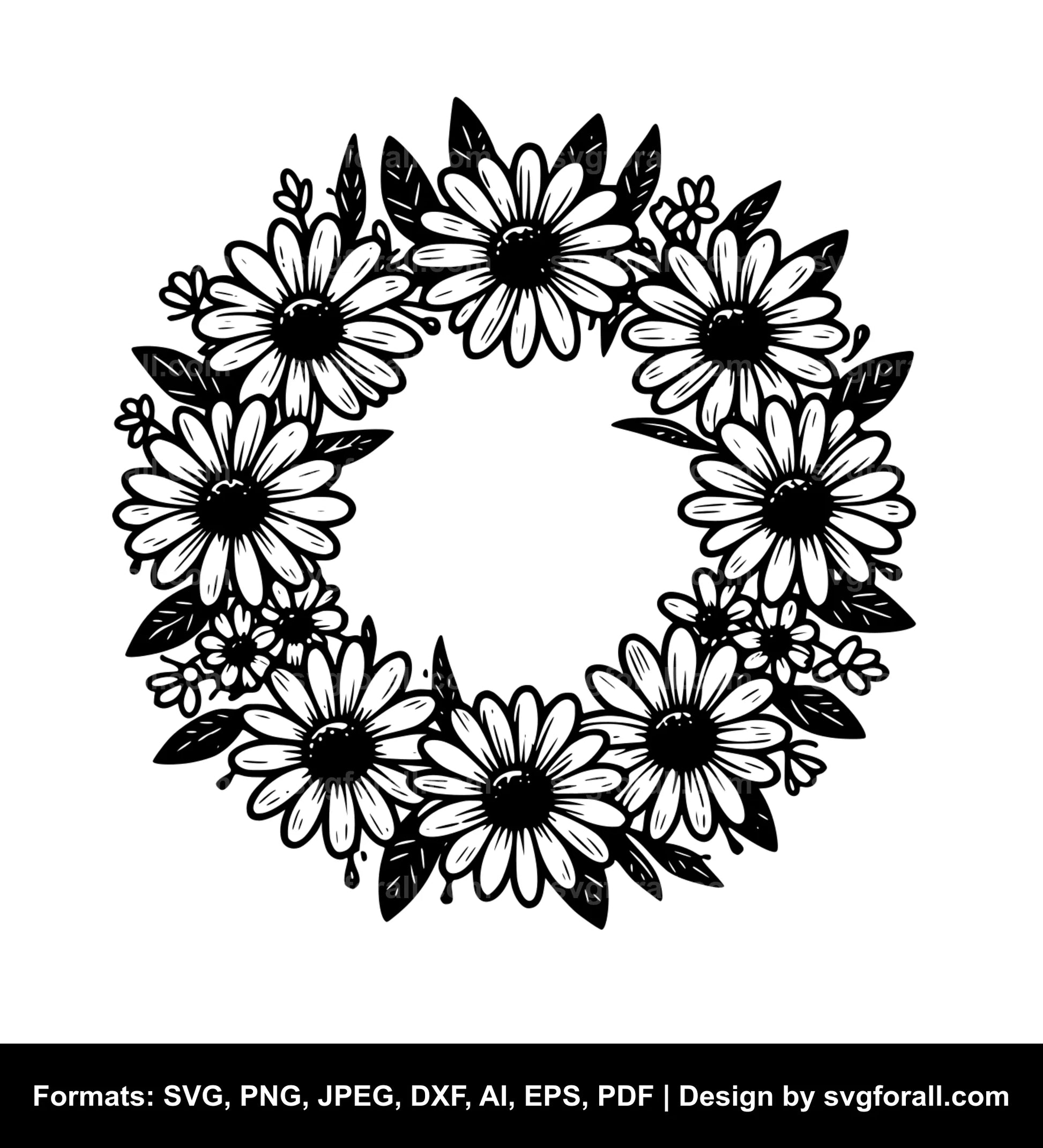 Daisy Wreath Vector SVG