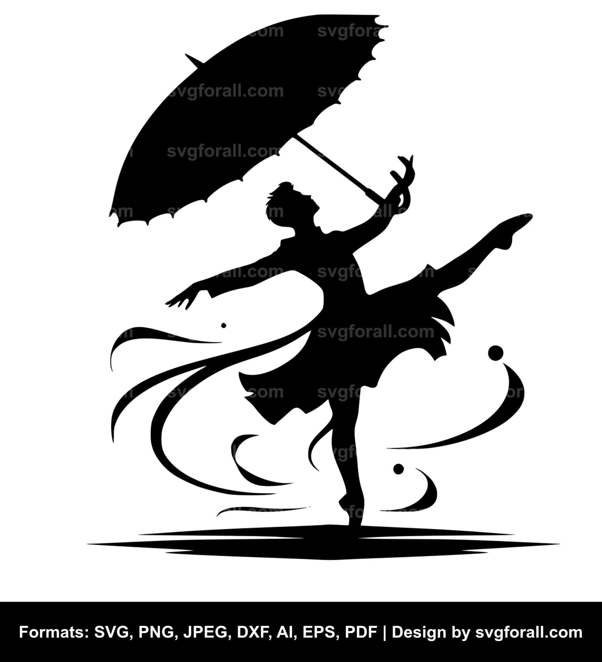 Dancer With Umbrella SVG File