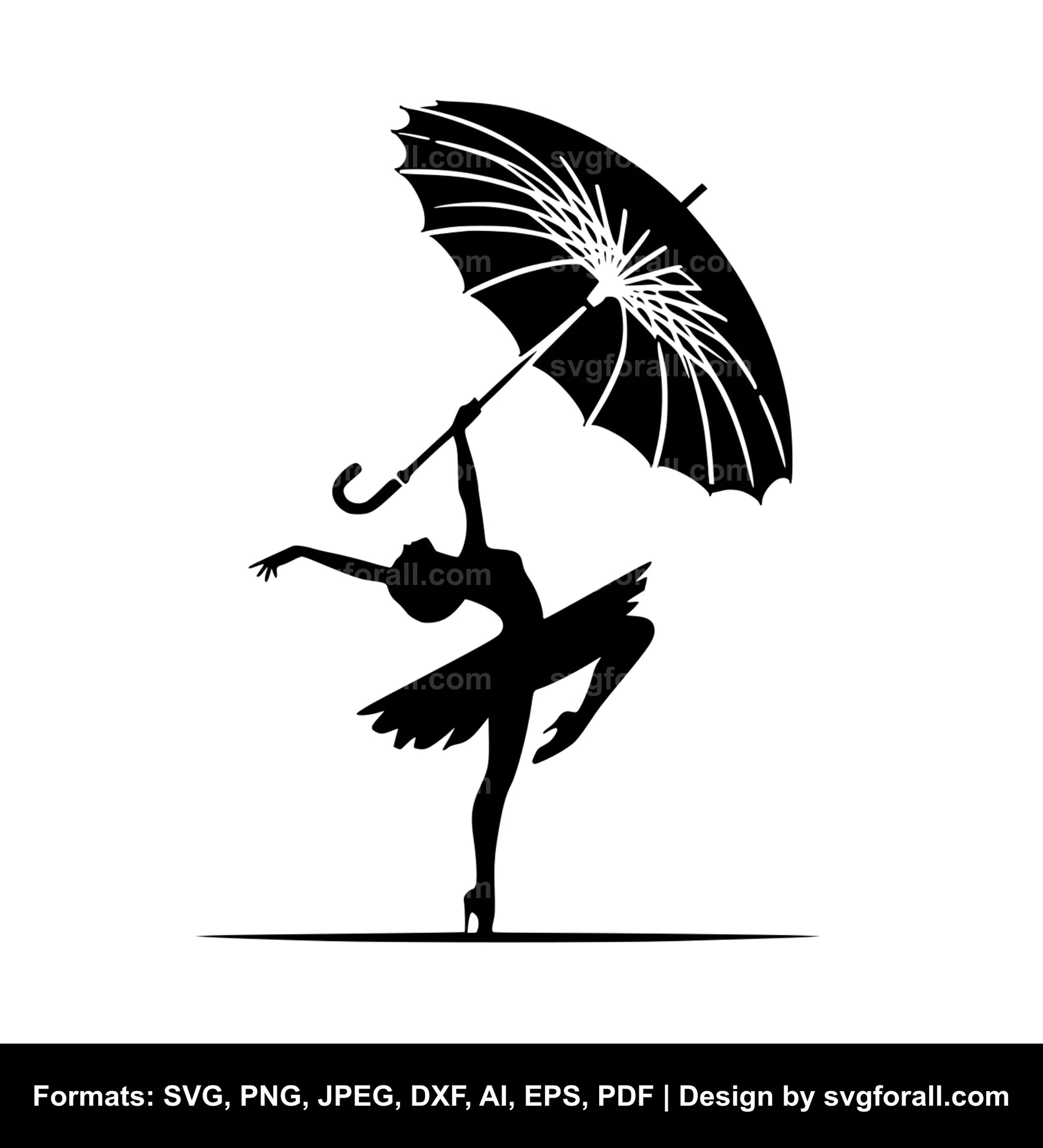 Dancer With Umbrella SVG Vector