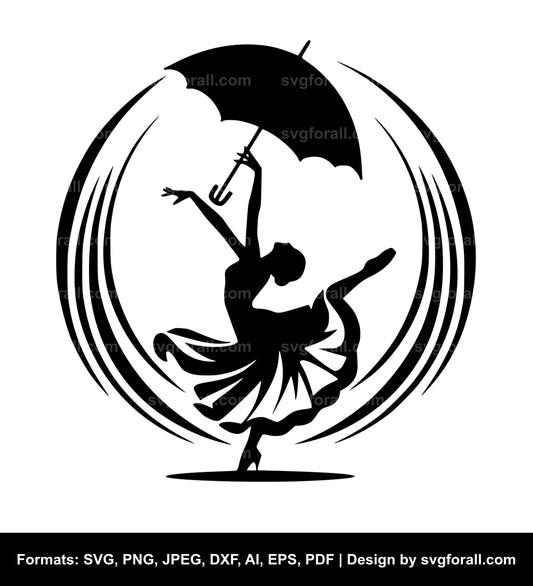 Dancer With Umbrella Vector SVG