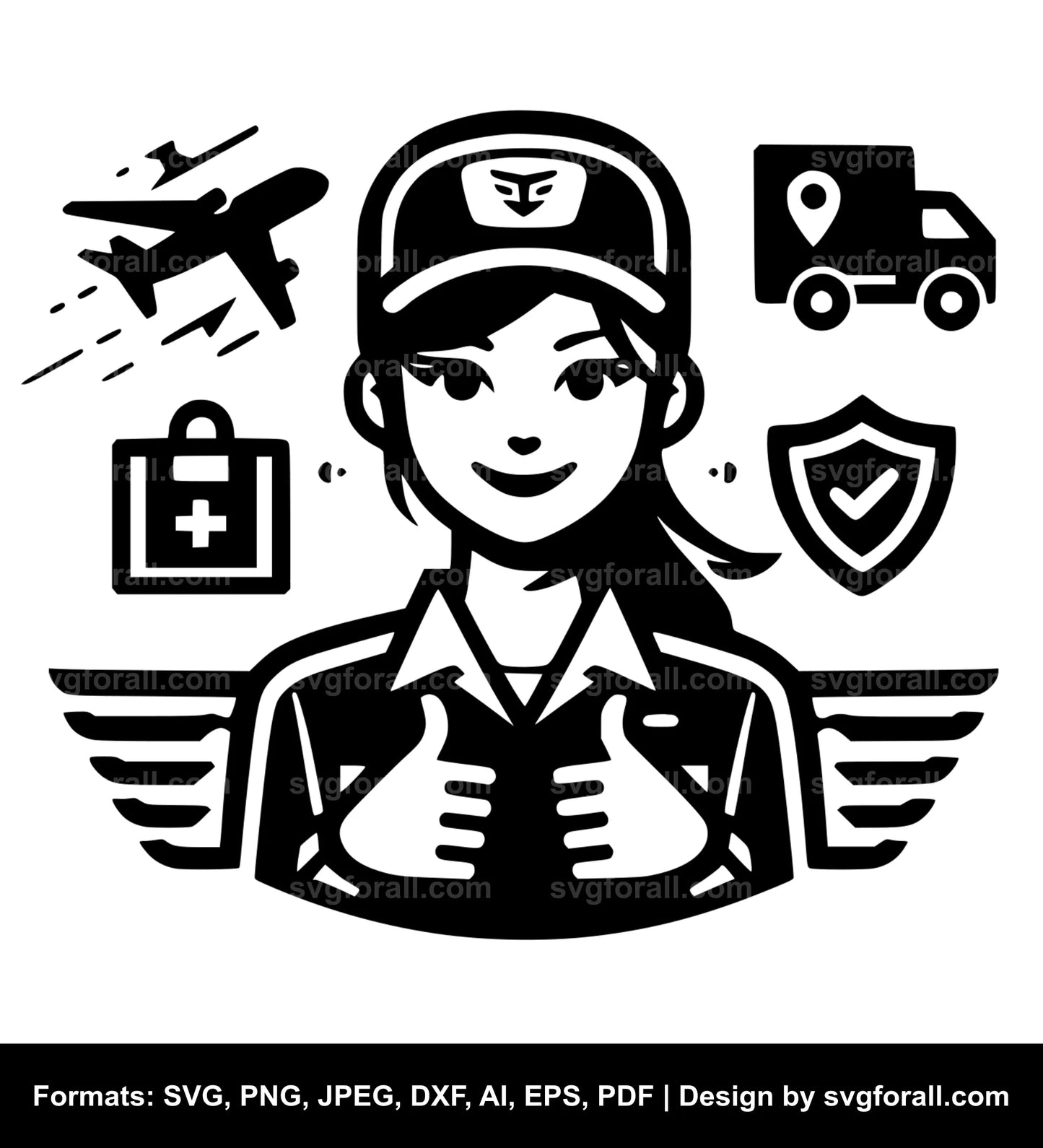 Delivery Girl Black SVG