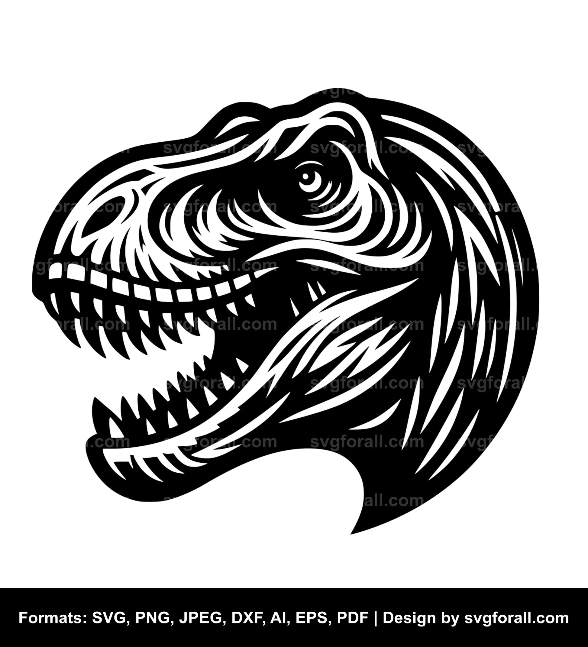 Dinosaur Face Black SVG