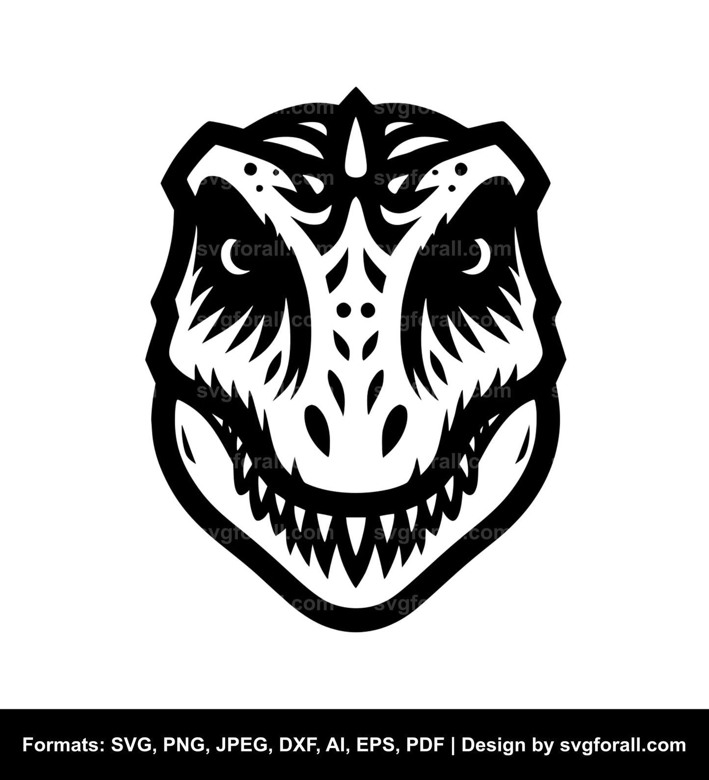 Dinosaur Face Black SVG PNG