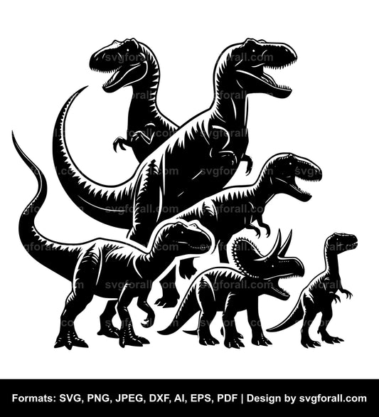 Dinosaur Family Black SVG