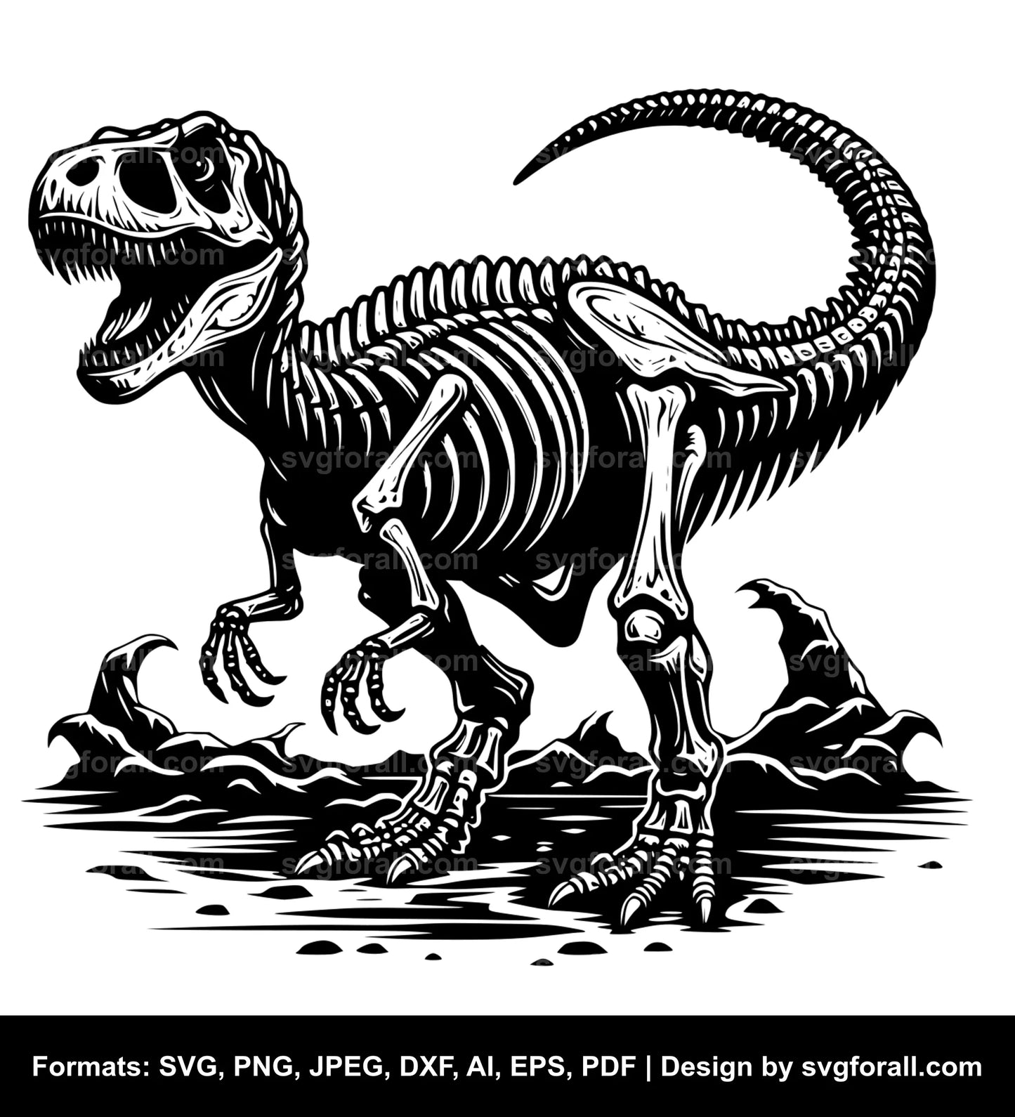 Dinosaur Fossil Black SVG