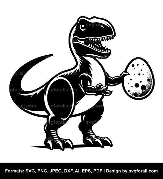 Dinosaur Holding Egg Clipart SVG