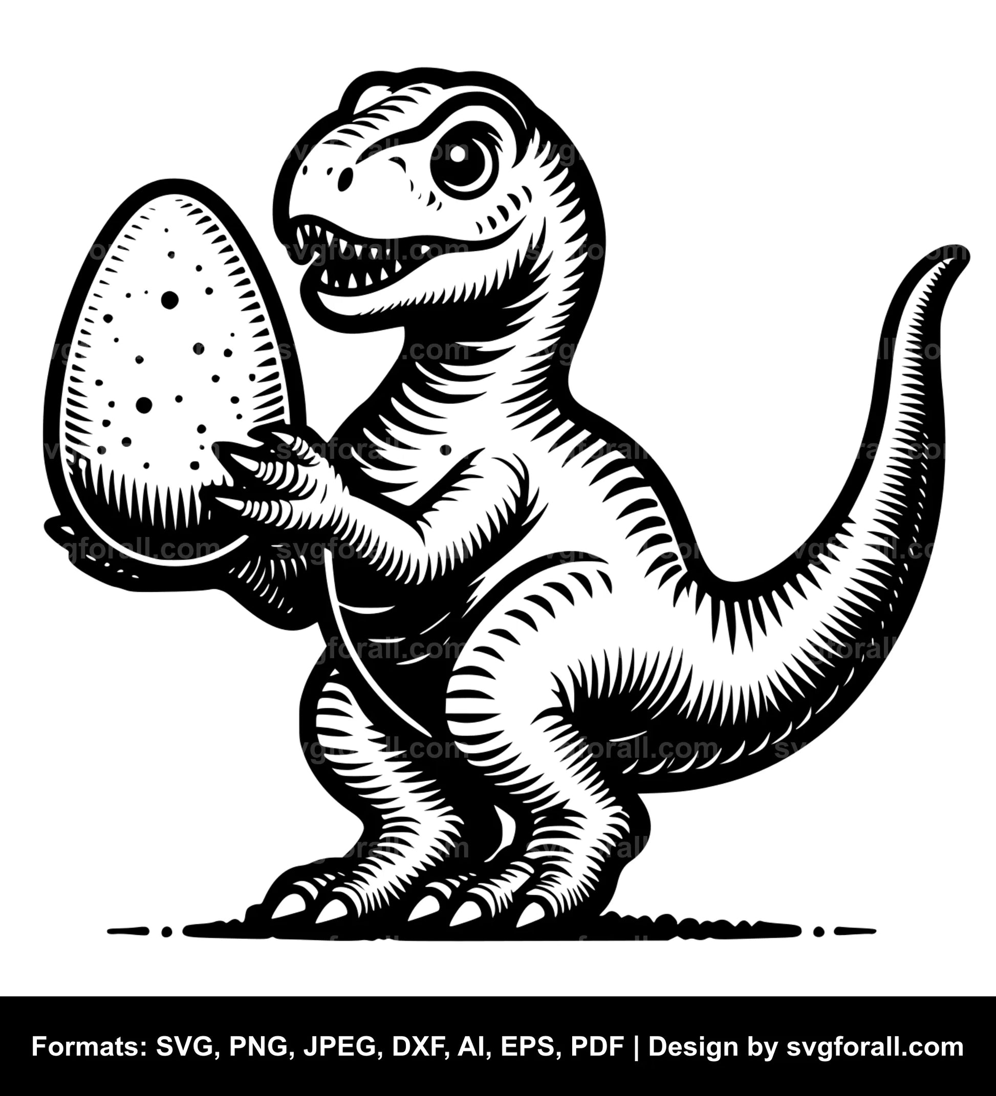 Dinosaur Holding Egg SVG Design