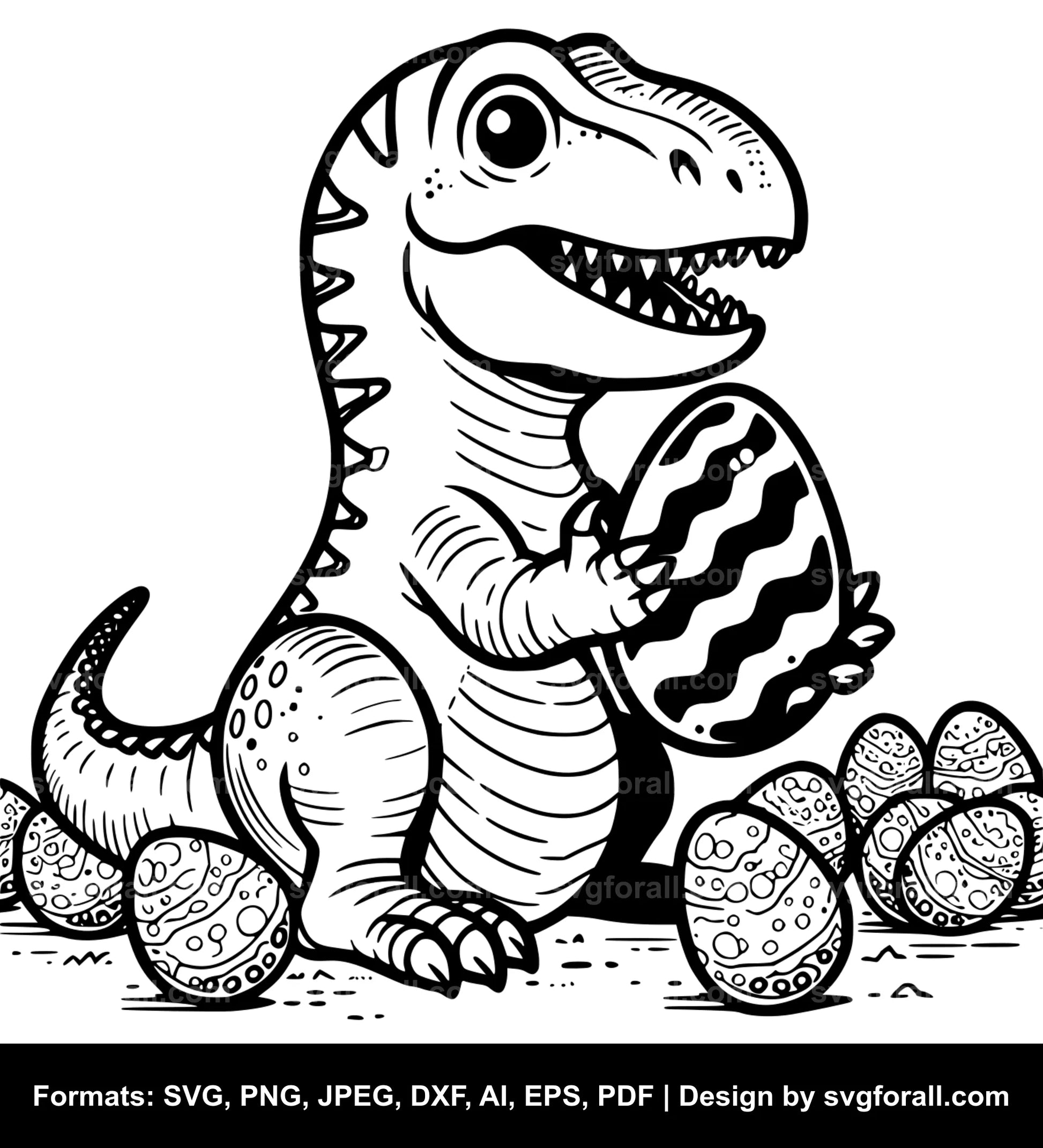 Dinosaur Holding Egg SVG PNG