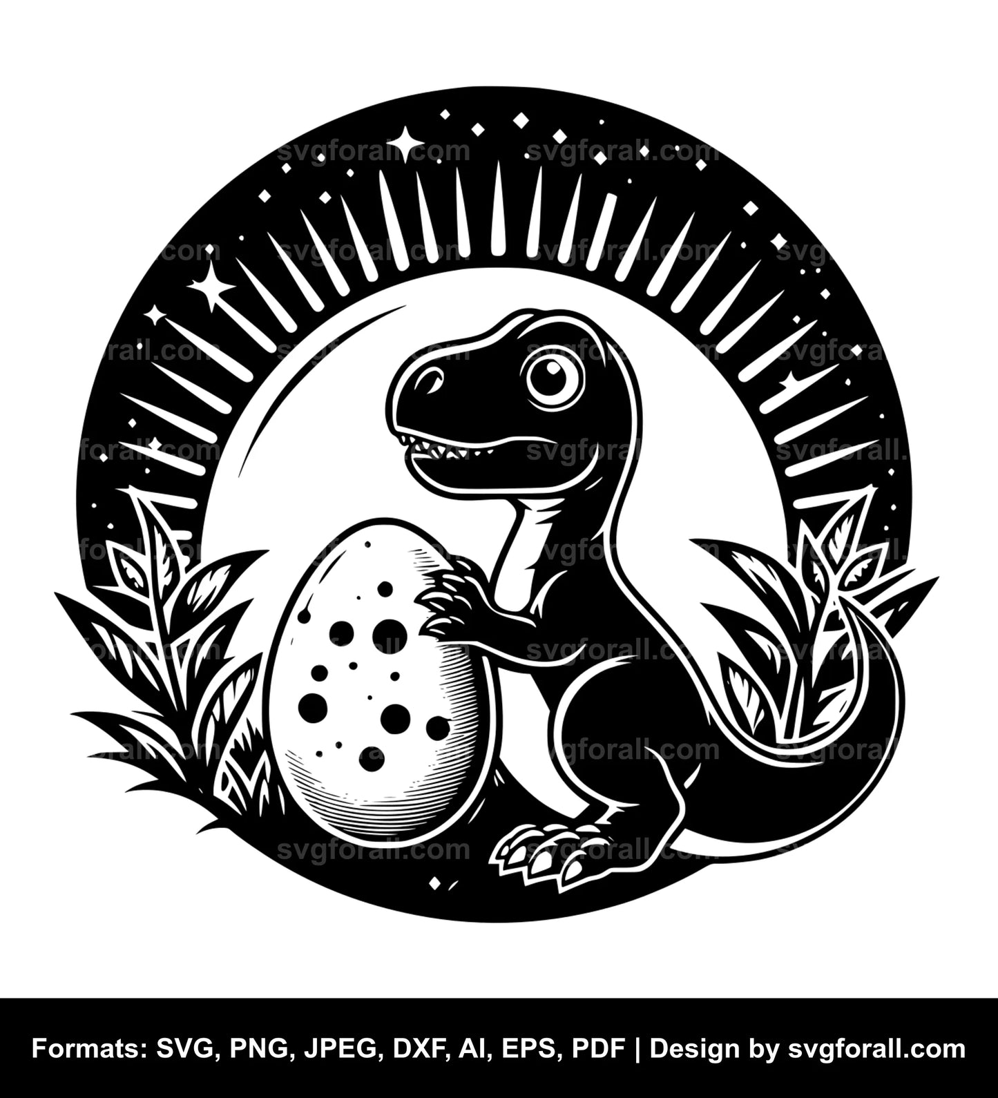 Dinosaur Holding Egg SVG Vector