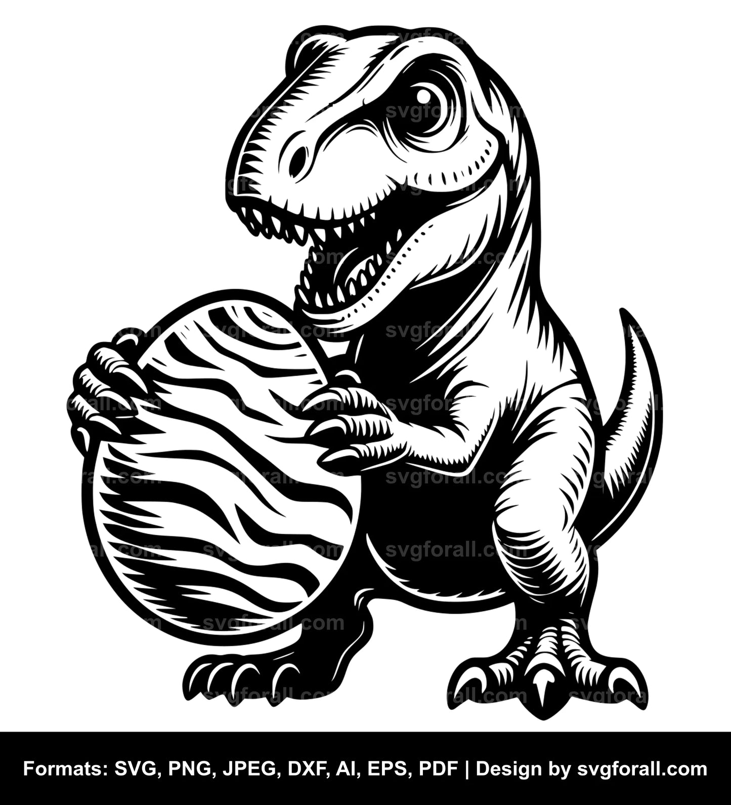 Dinosaur Holding Egg Vector SVG