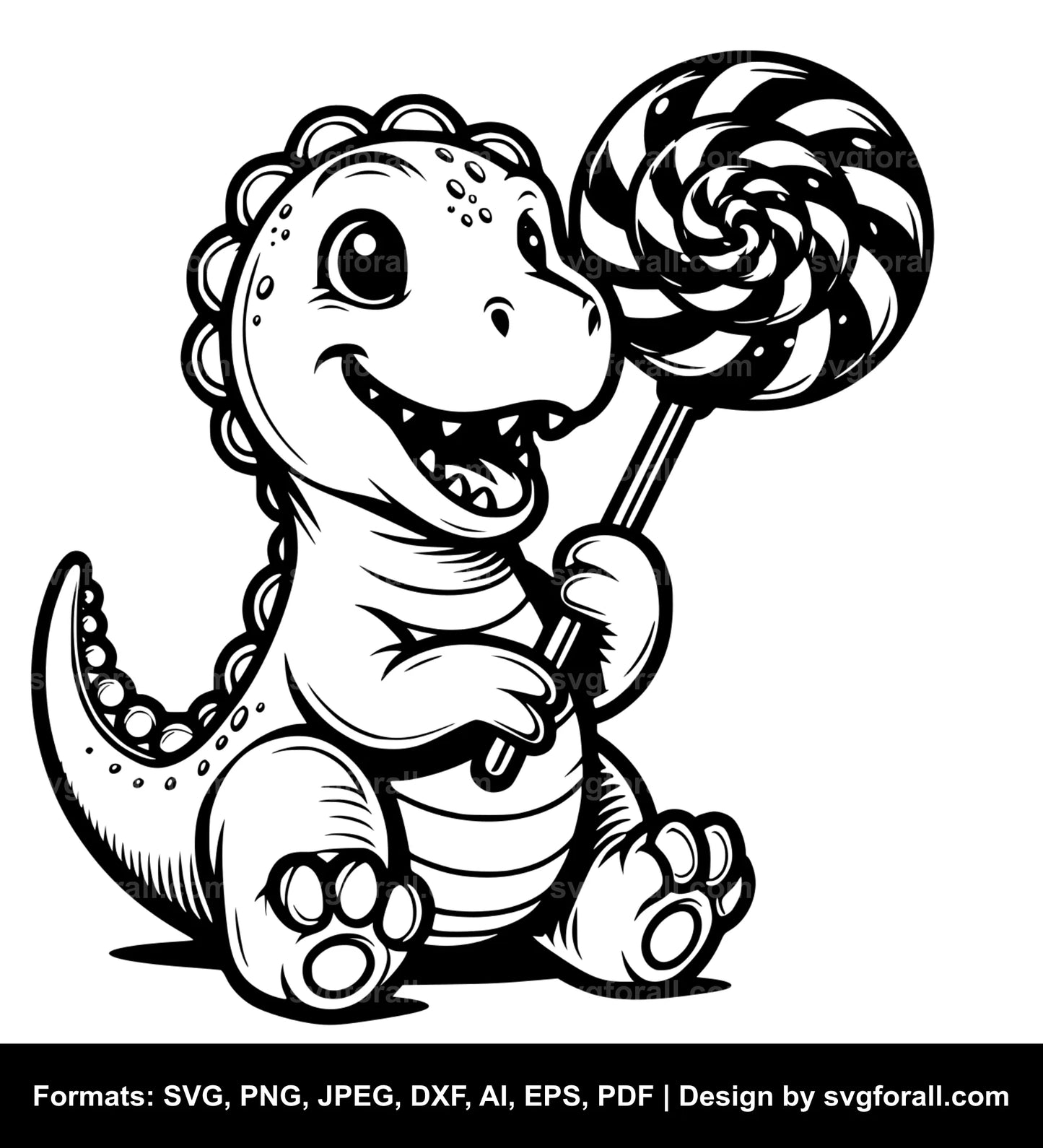 Dinosaur Holding Lollipop SVG File