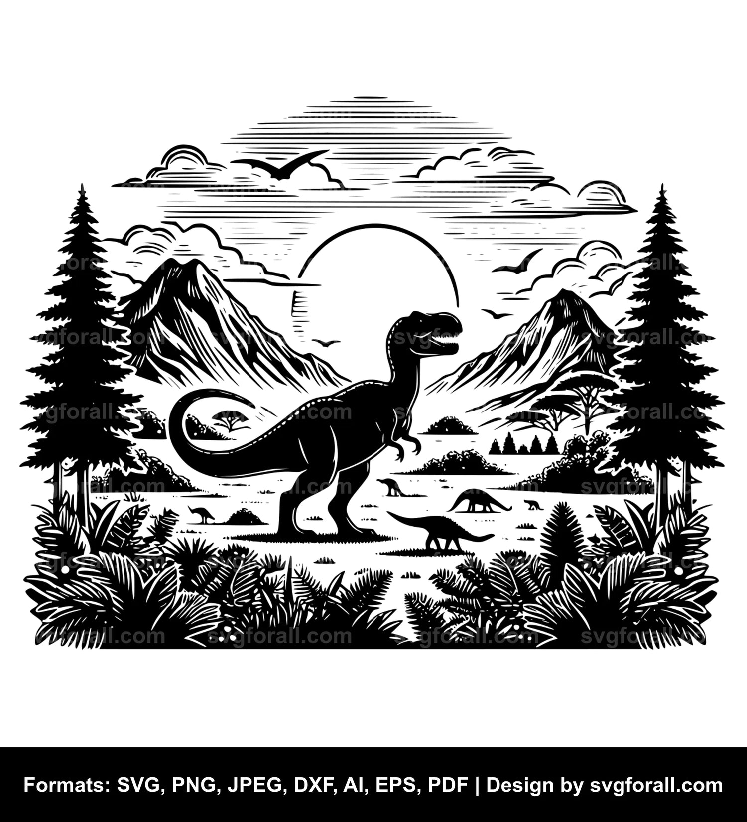 Dinosaur Landscape Clipart SVG