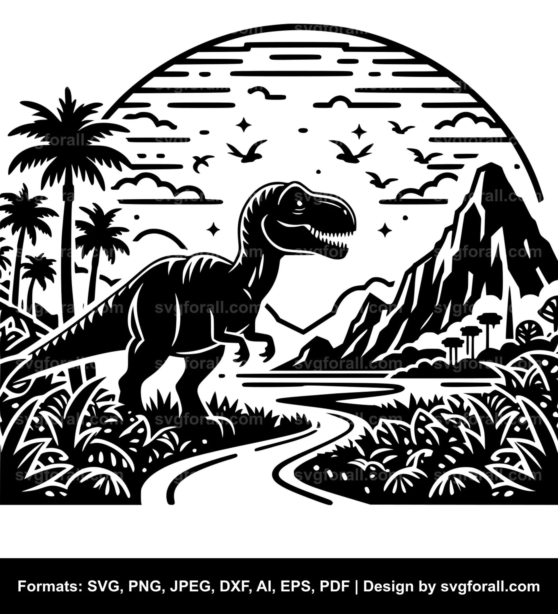 Dinosaur Landscape SVG File