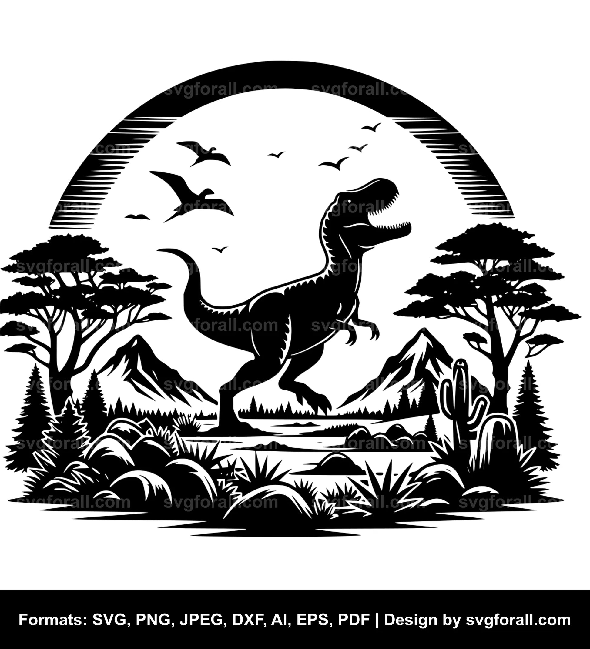 Dinosaur Landscape SVG Vector