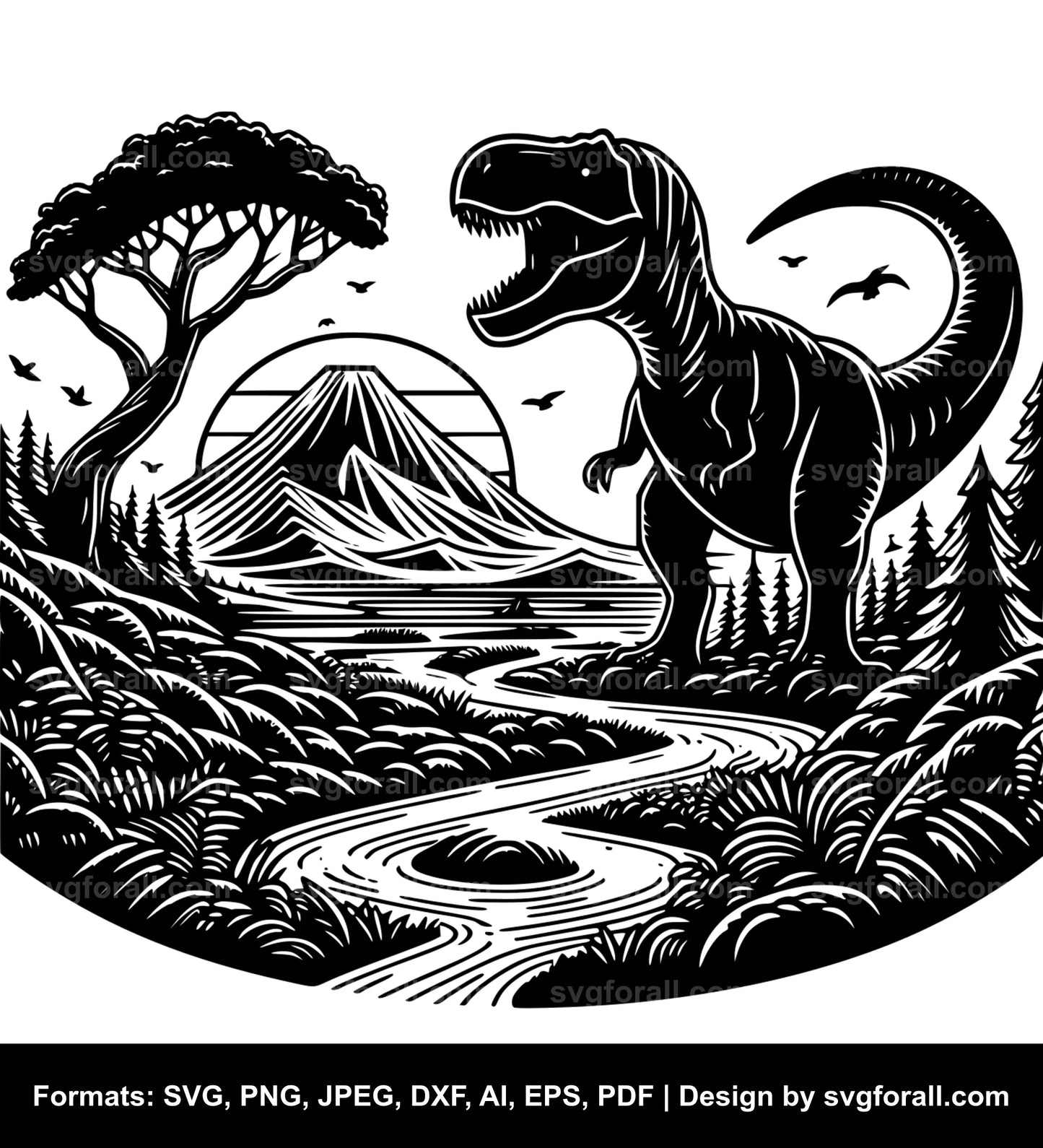 Dinosaur Landscape Vector SVG