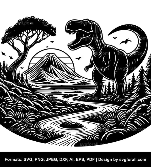 Dinosaur Landscape Vector SVG