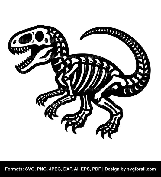 Dinosaur Skeleton Black SVG