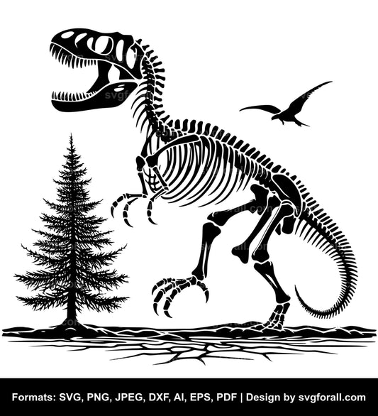 Dinosaur Skeleton SVG Vector