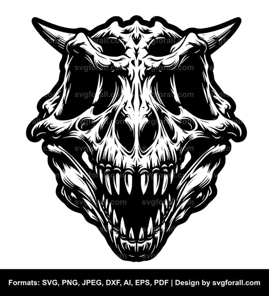 Dinosaur Skull Black SVG