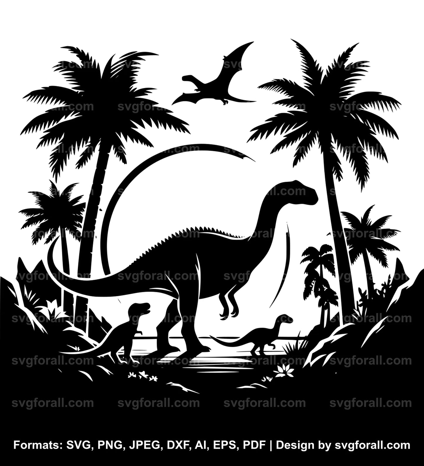 Dinosaur Sunset SVG PNG