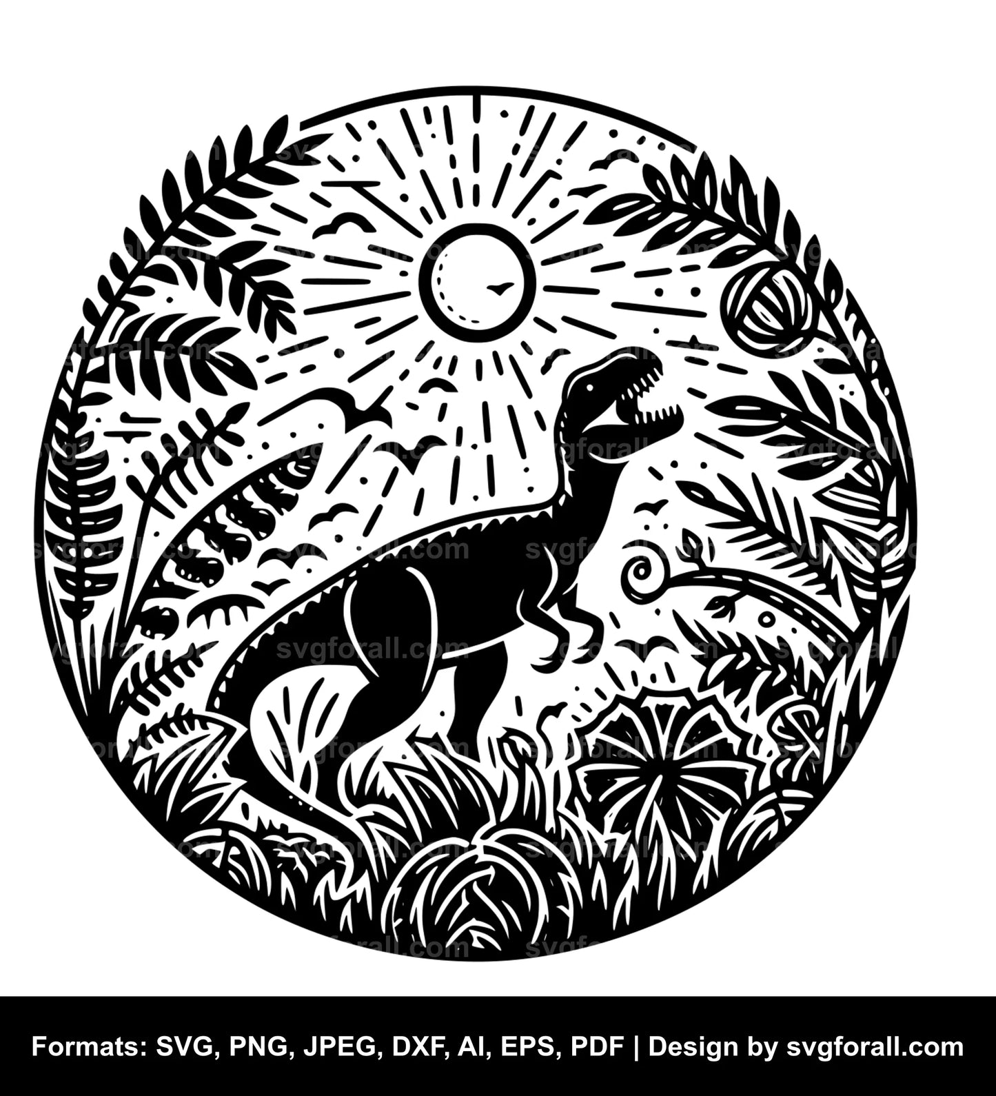 Dinosaur With Plants SVG File