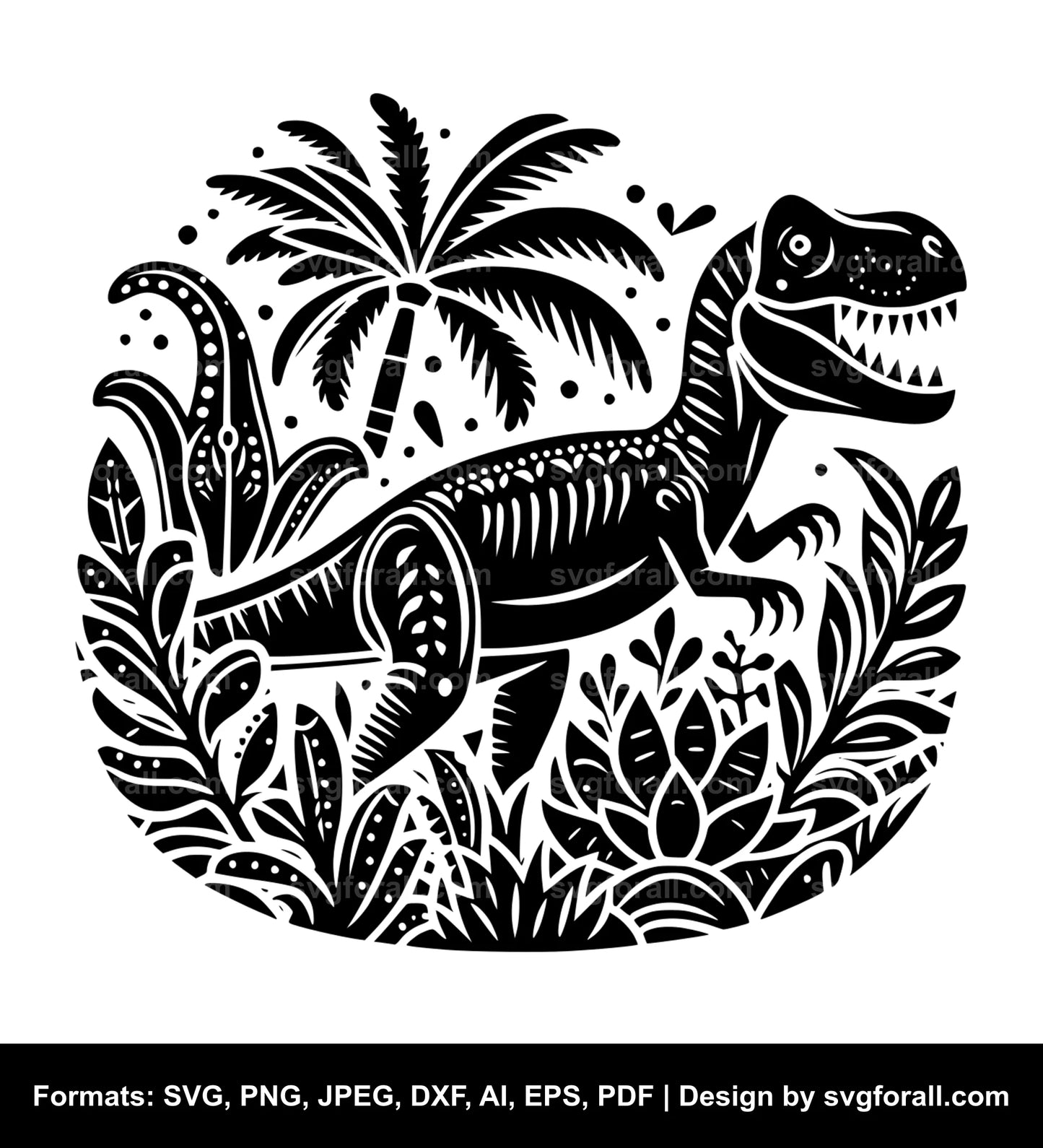 Dinosaur With Plants SVG PNG