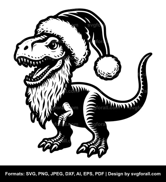 Dinosaur With Santa Hat SVG