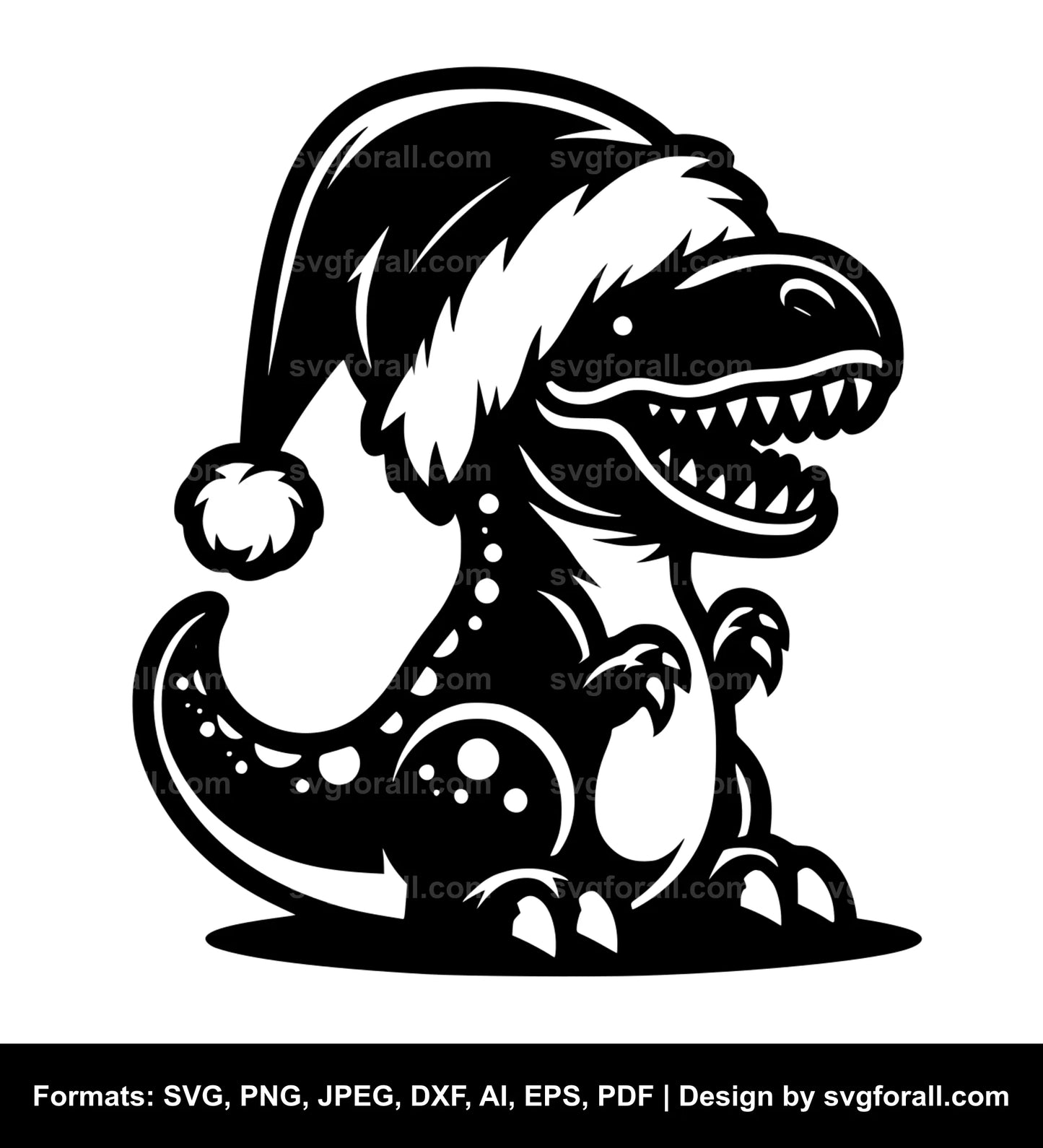 Dinosaur With Santa Hat Vector SVG