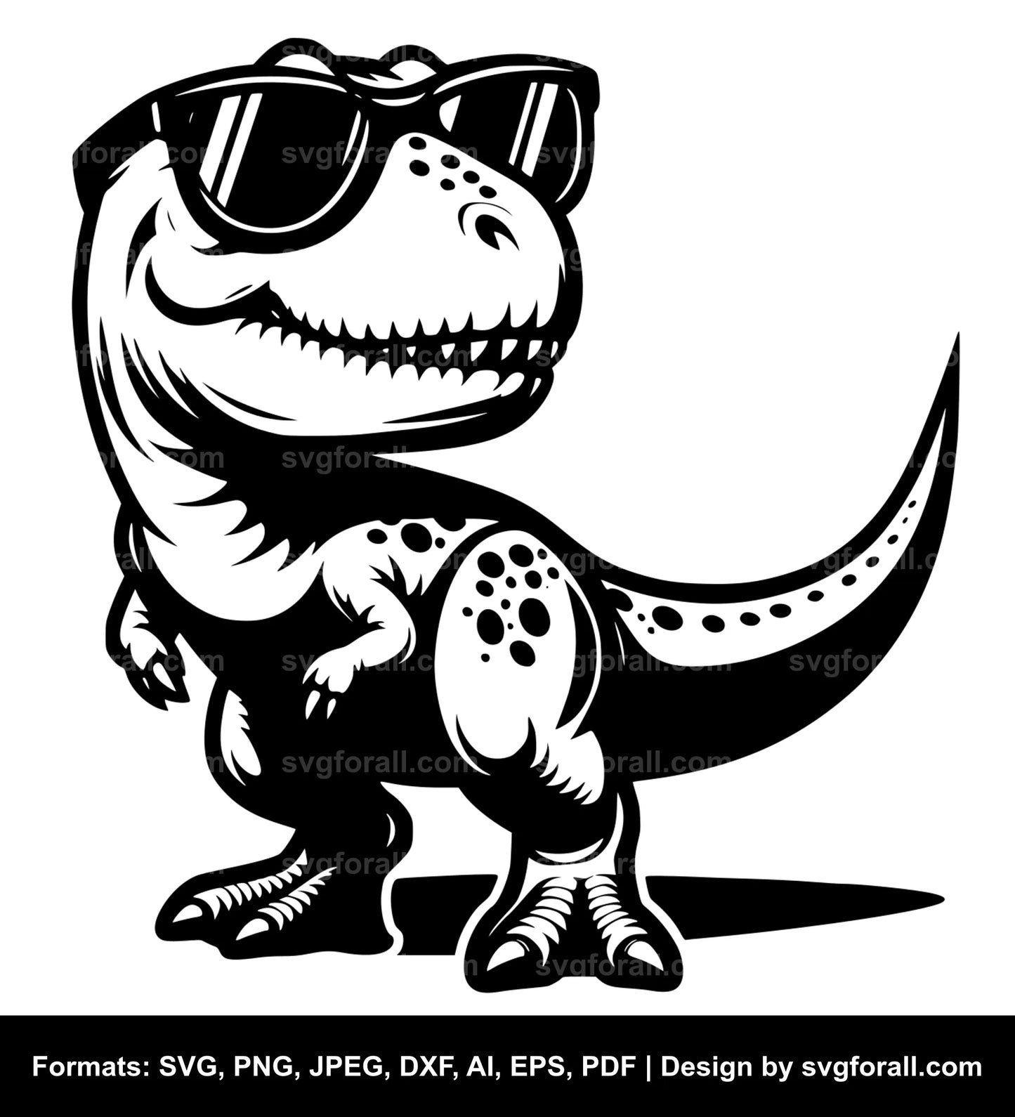 Dinosaur With Sunglasses Black SVG