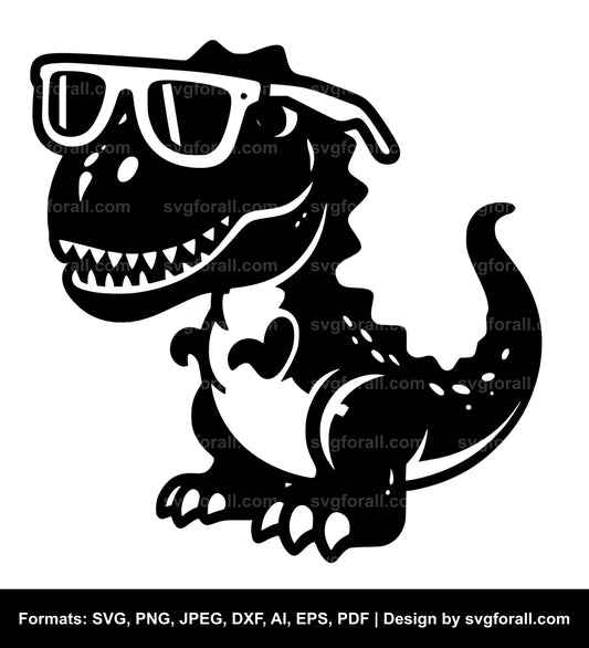 Dinosaur With Sunglasses SVG Vector