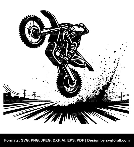 Dirt Bike Wheelie Black SVG