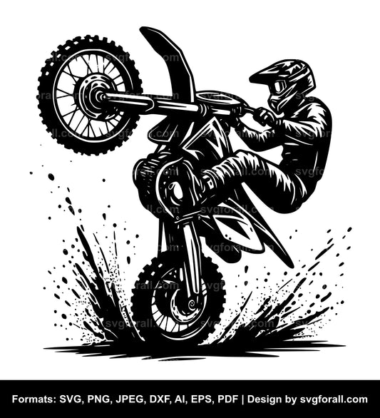 Dirt Bike Wheelie Vector SVG